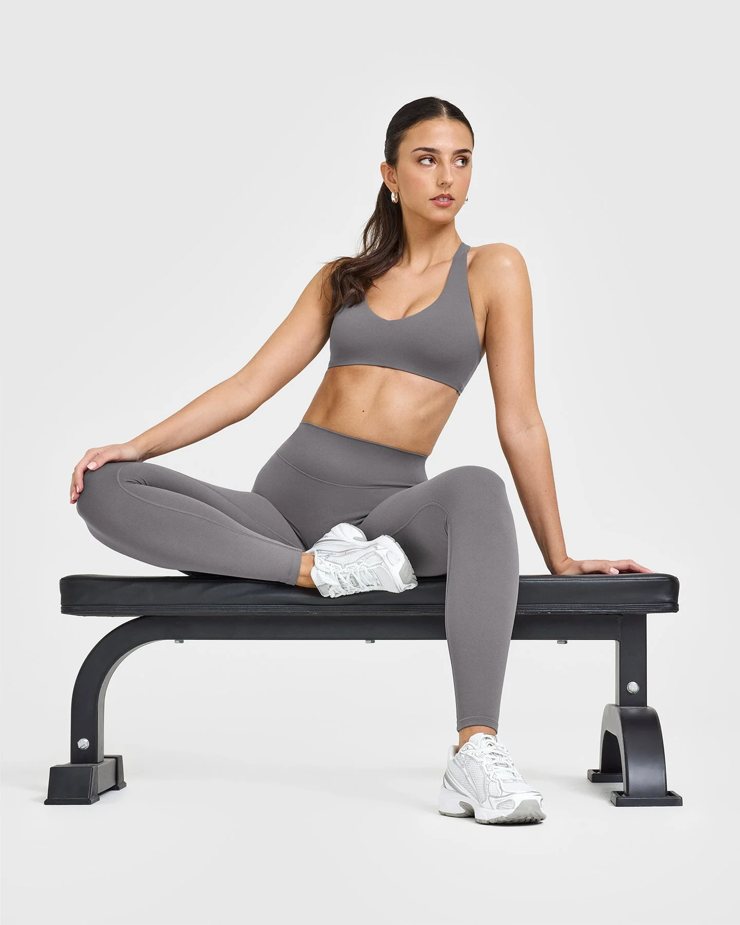 SoftMotion™ Leggings with White Logo | Ash Grey - Image 3