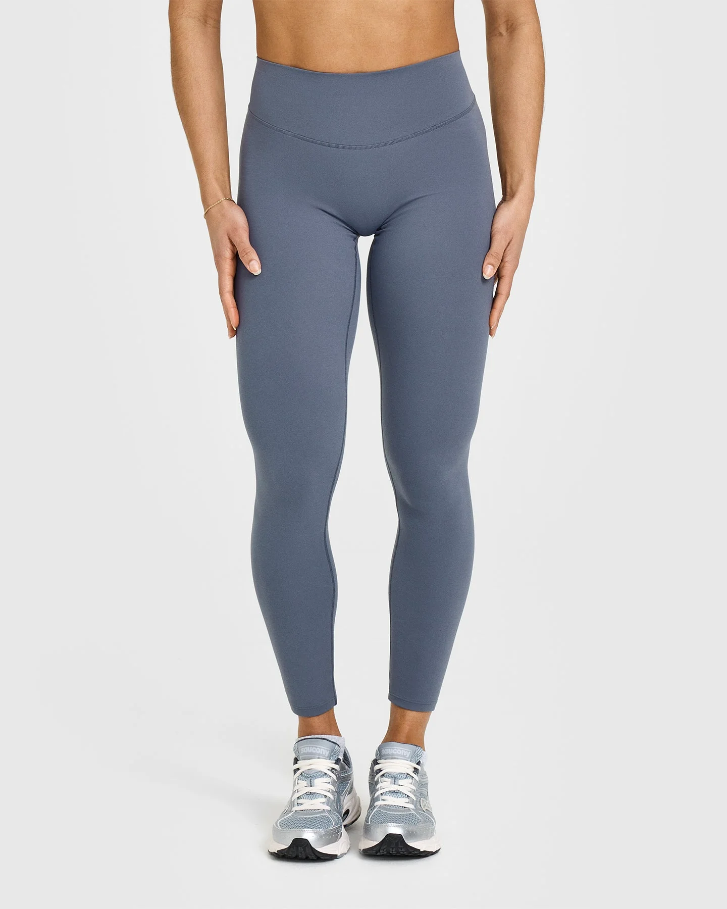 SoftMotion™ Leggings with White Logo | Granite Blue - Image 2