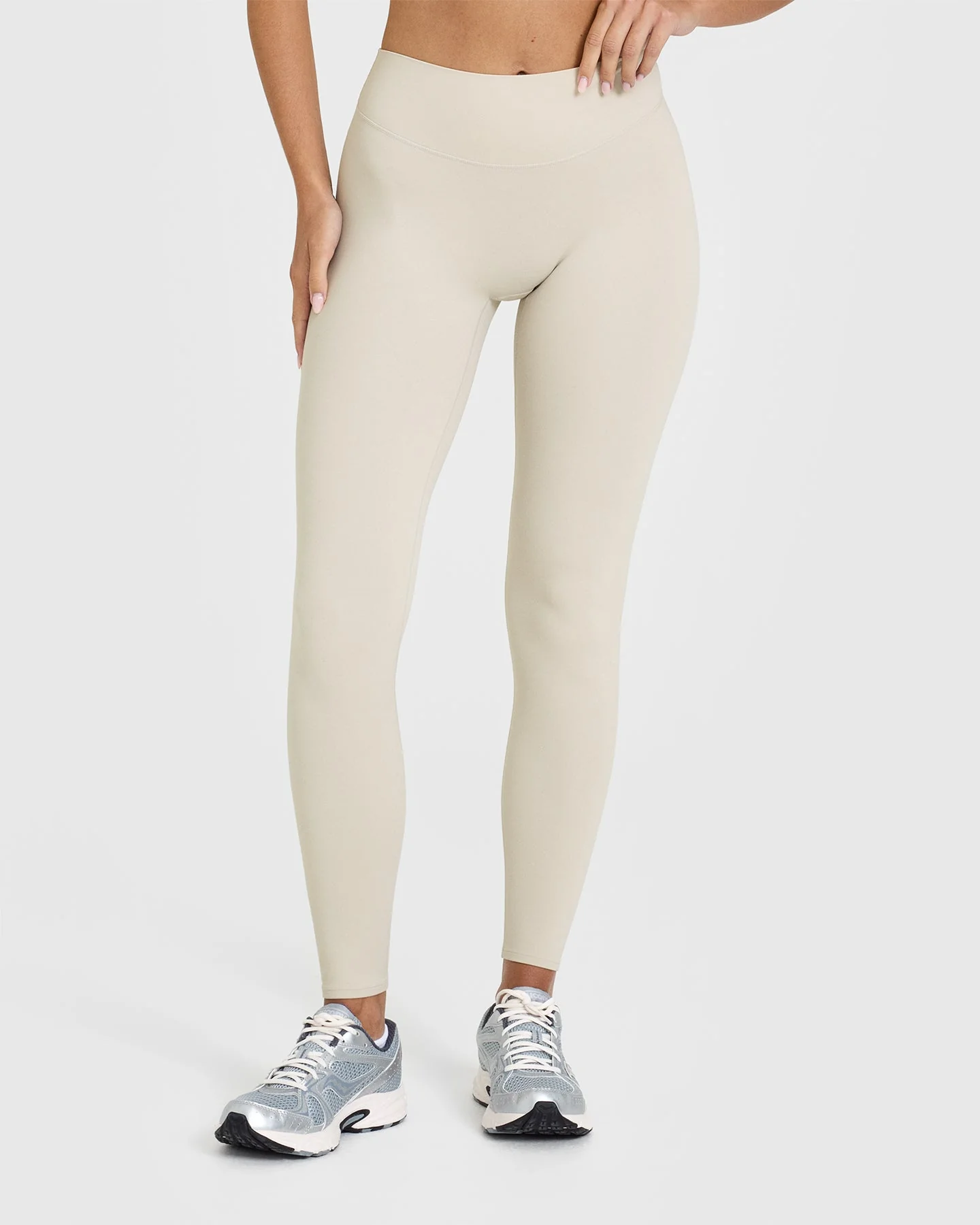 SoftMotion™ Leggings with White Logo | Sand - Image 2