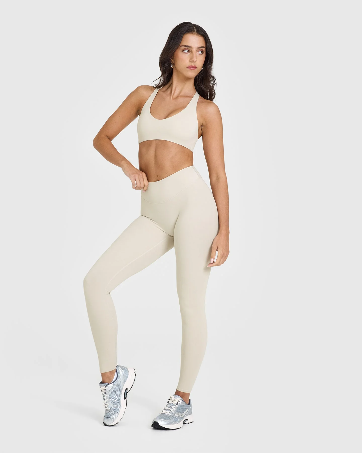 SoftMotion™ Leggings with White Logo | Sand - Image 3