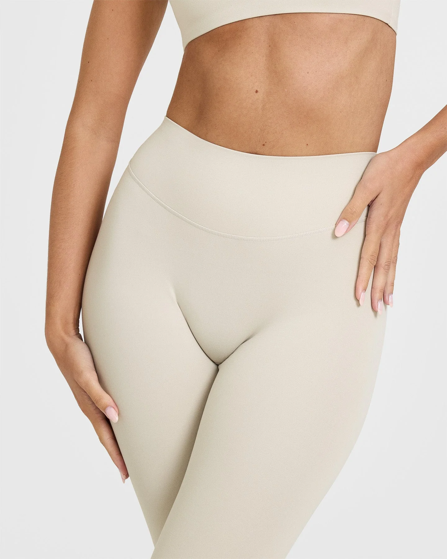 SoftMotion™ Leggings with White Logo | Sand - Image 4