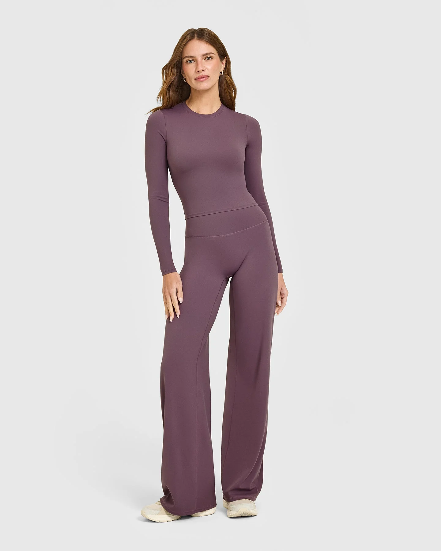 SoftMotion™ Long Sleeve Mid Top with White Logo | Vintage Purple - Image 3