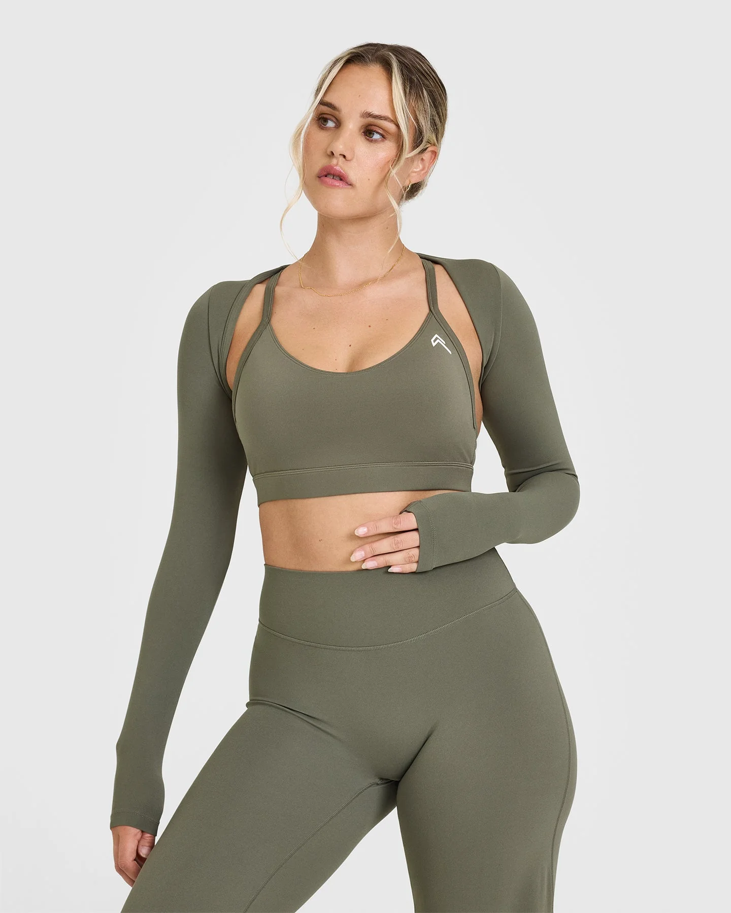 SoftMotion™ Long Sleeve Shrug with White Logo | Alpine Green