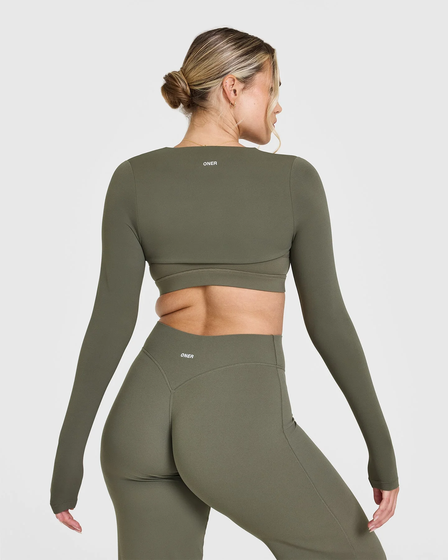 SoftMotion™ Long Sleeve Shrug with White Logo | Alpine Green - Image 2