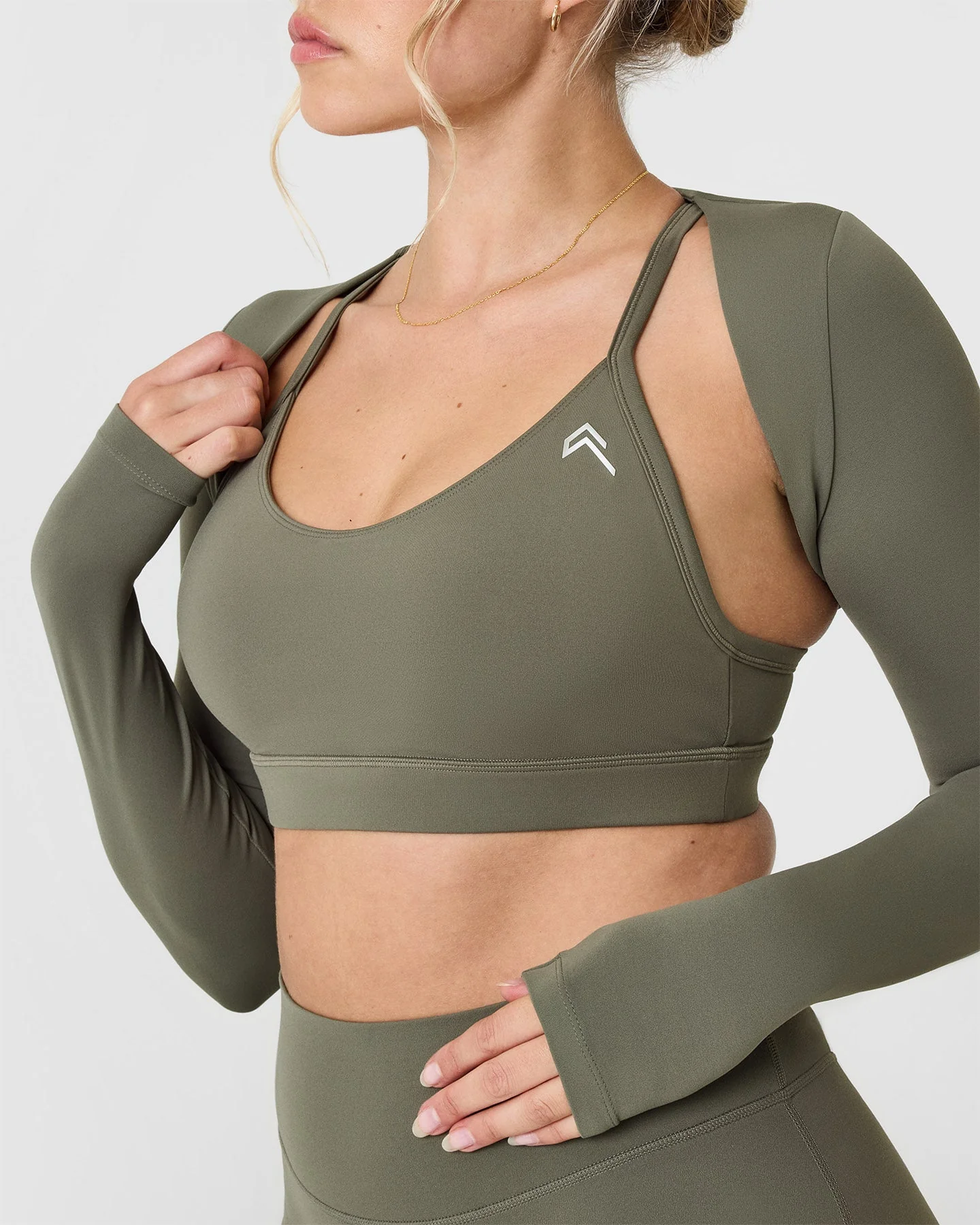 SoftMotion™ Long Sleeve Shrug with White Logo | Alpine Green - Image 4