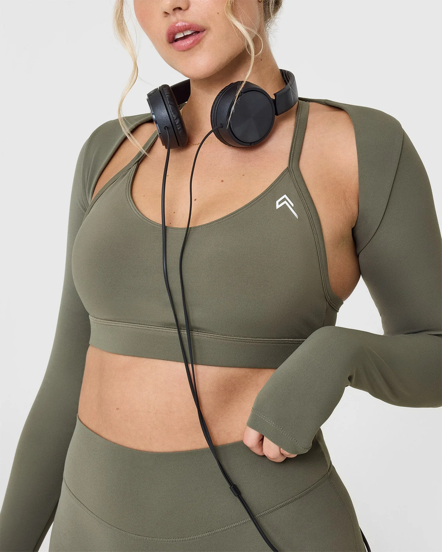 SoftMotion™ Long Sleeve Shrug with White Logo | Alpine Green - Image 6