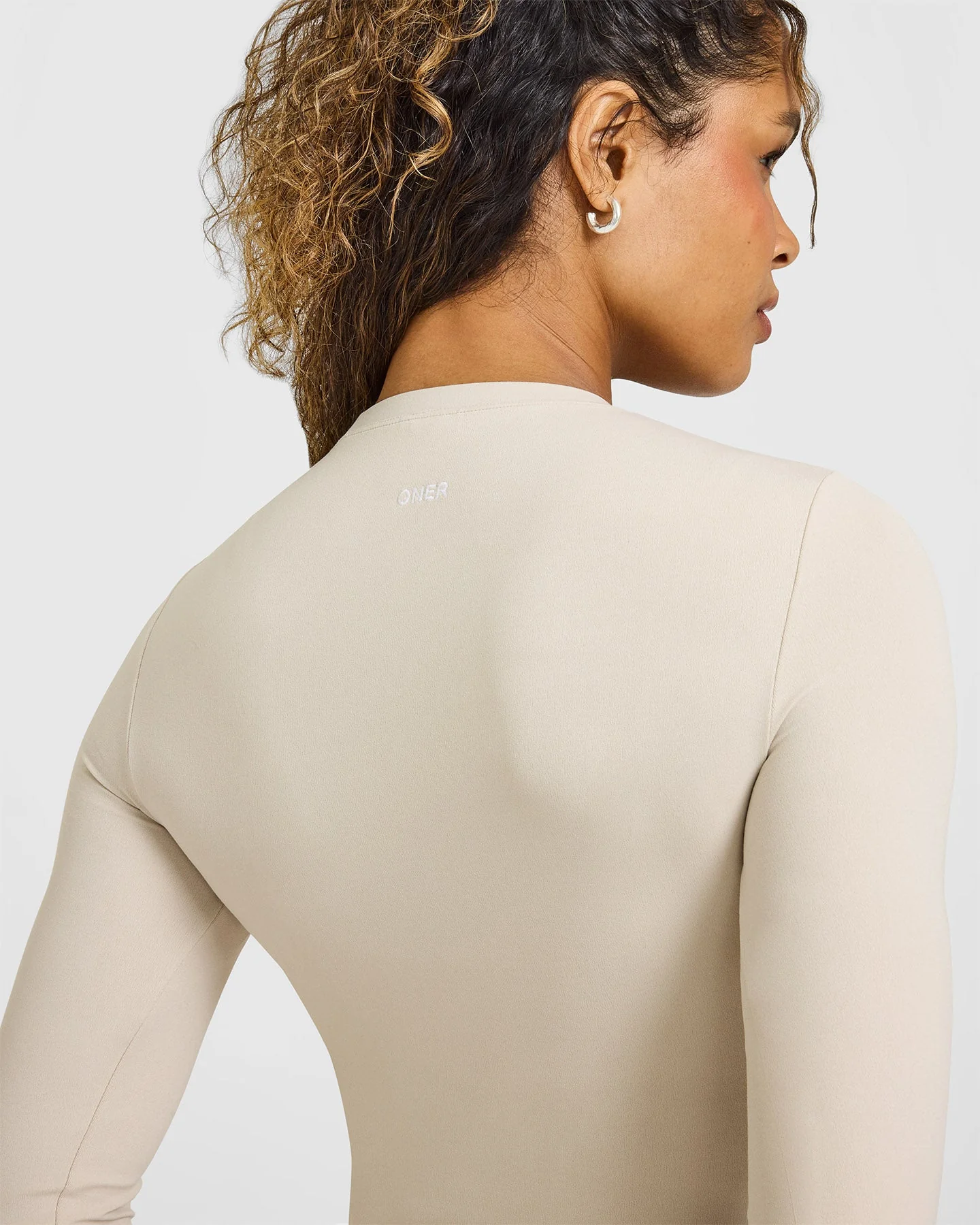 SoftMotion™ Long Sleeve Top with White Logo | Sand - Image 4