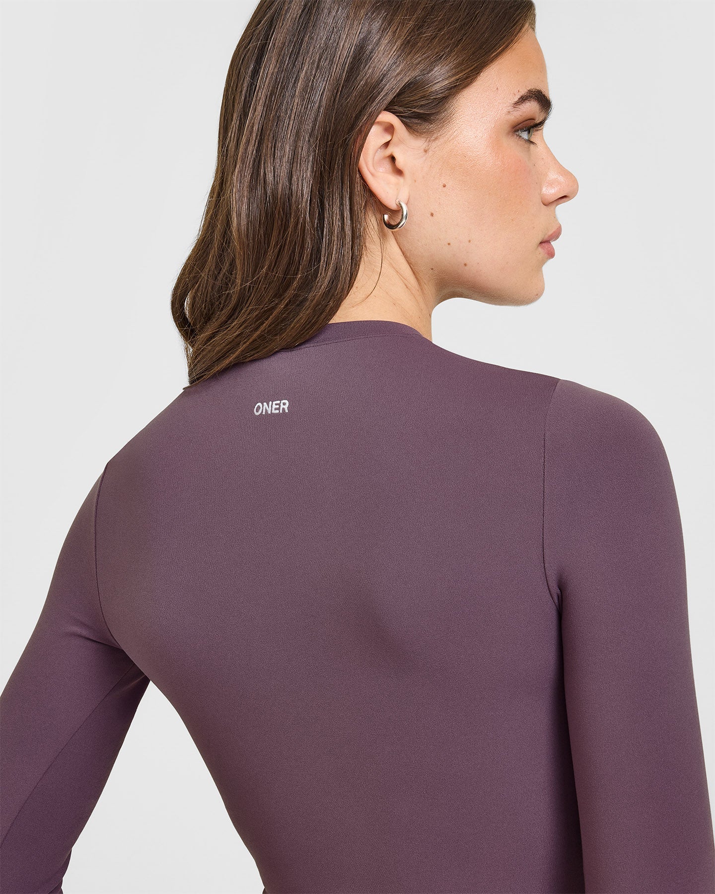 SoftMotion™ Long Sleeve Top with White Logo | Vintage Purple - Image 4
