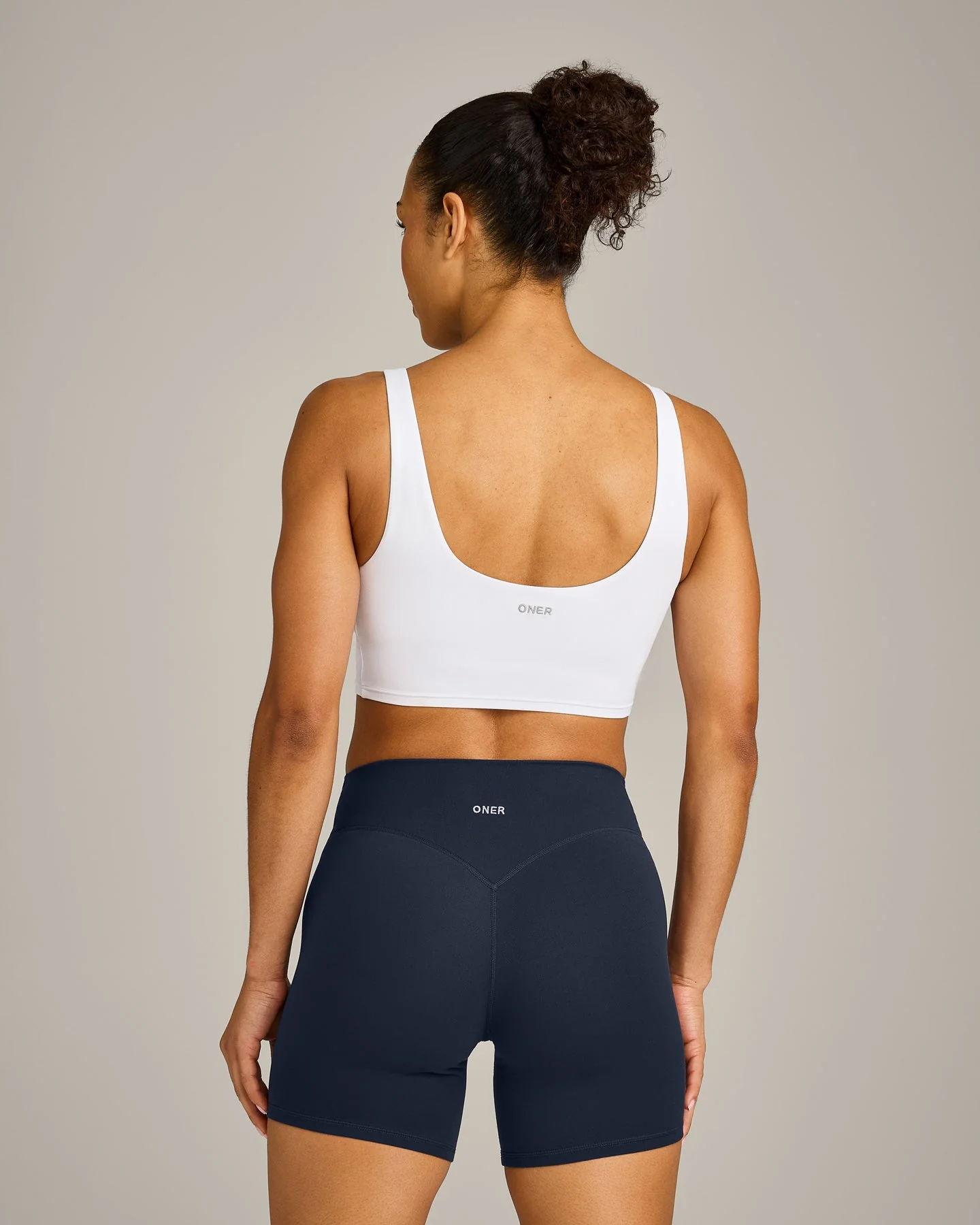 SoftMotion™ Longline Sports Bra with Grey Logo | White - Image 6