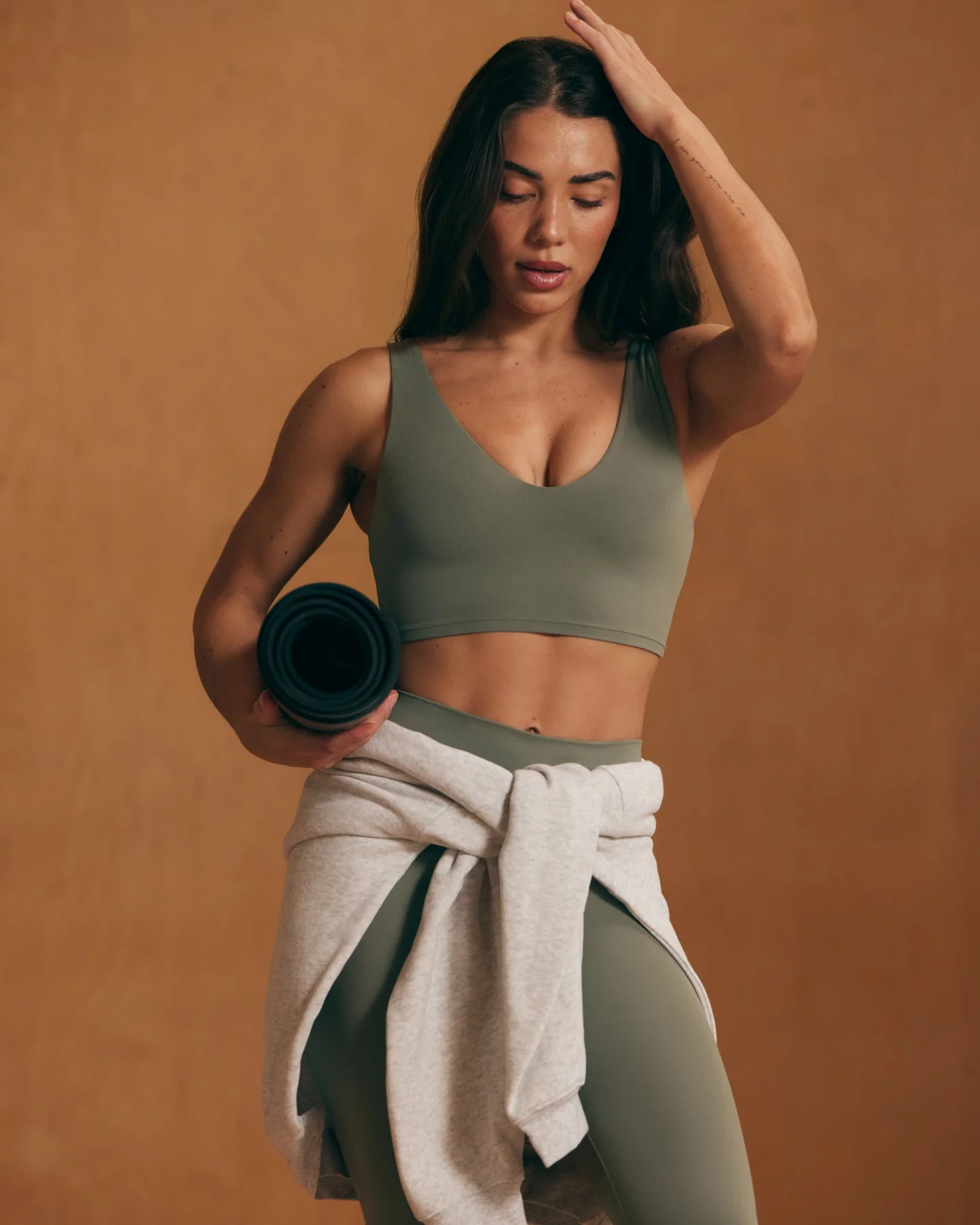 SoftMotion™ Longline Sports Bra with White Logo | Alpine Green - Image 2