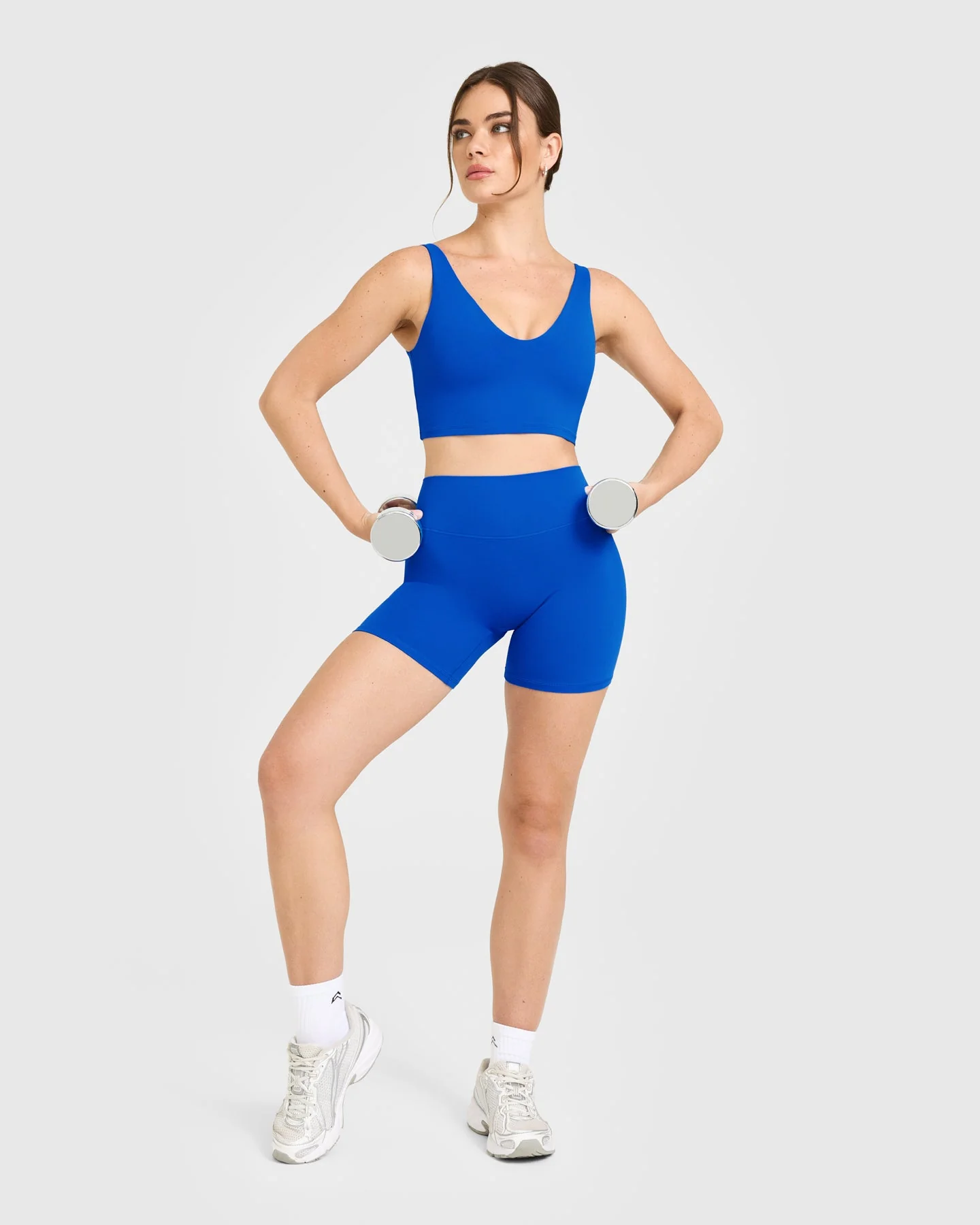 SoftMotion™ Longline Sports Bra with White Logo | Light Cobalt Blue - Image 3