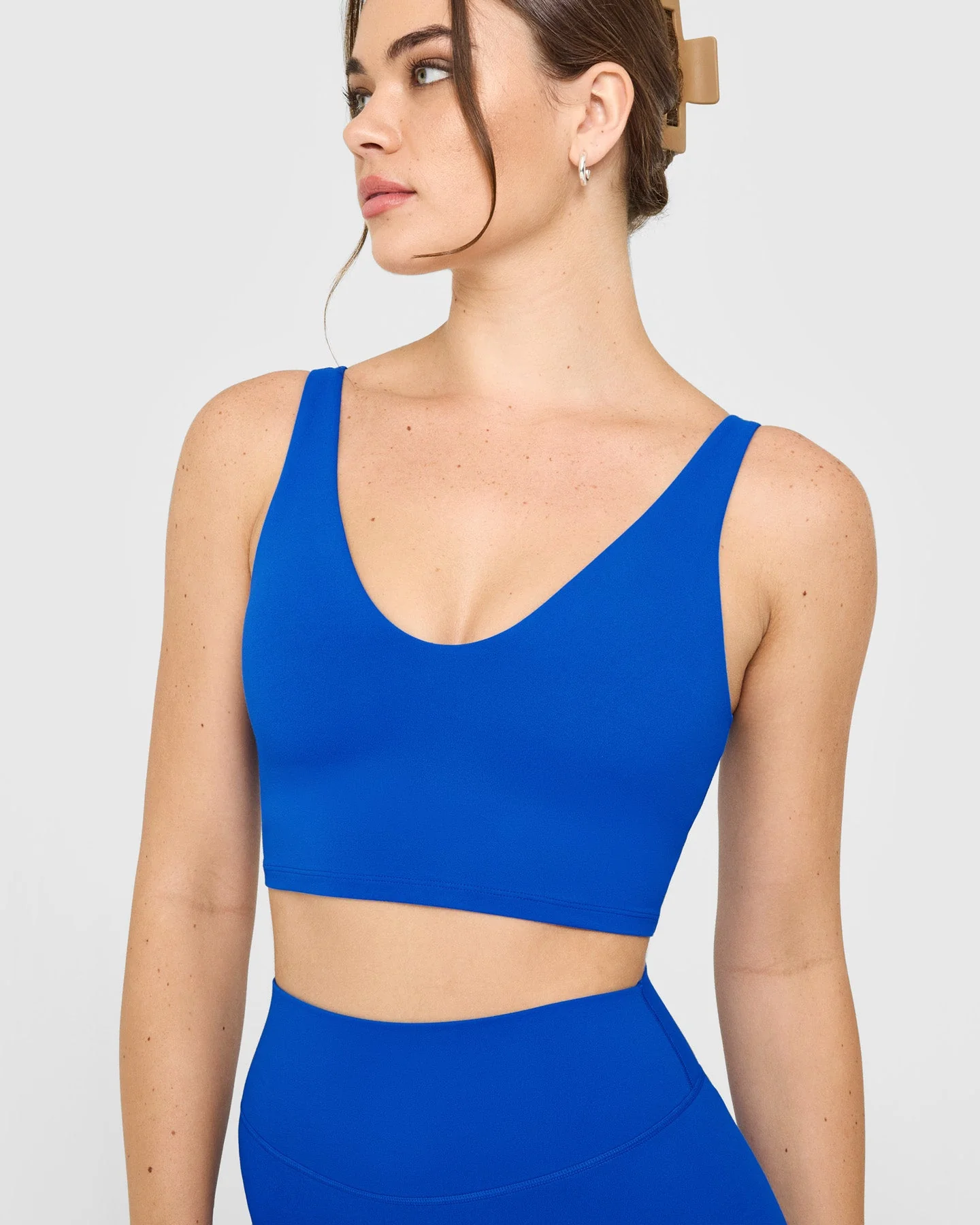 SoftMotion™ Longline Sports Bra with White Logo | Light Cobalt Blue - Image 5