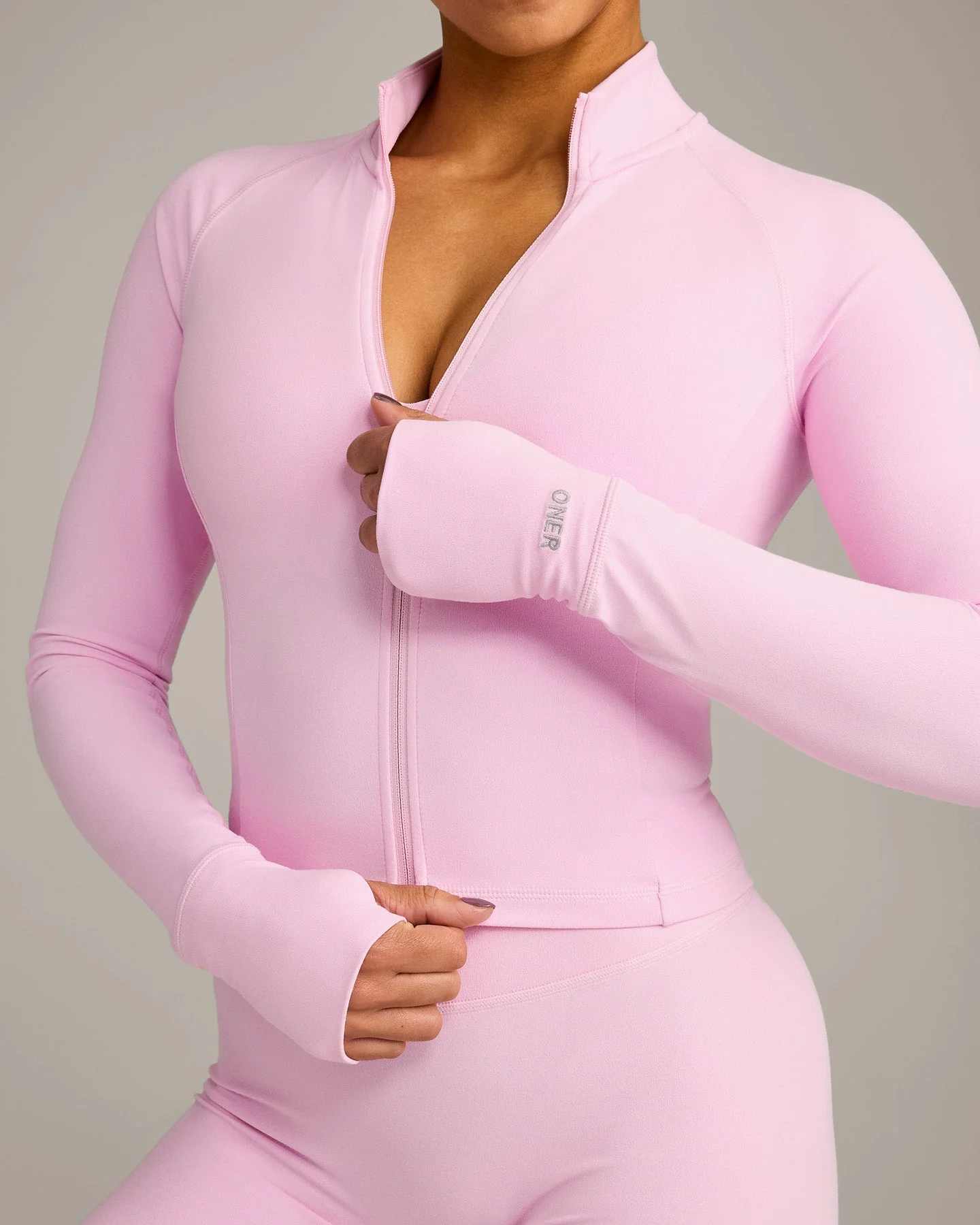SoftMotion™ Mid Jacket with Grey Logo | Chalk Pink - Image 6