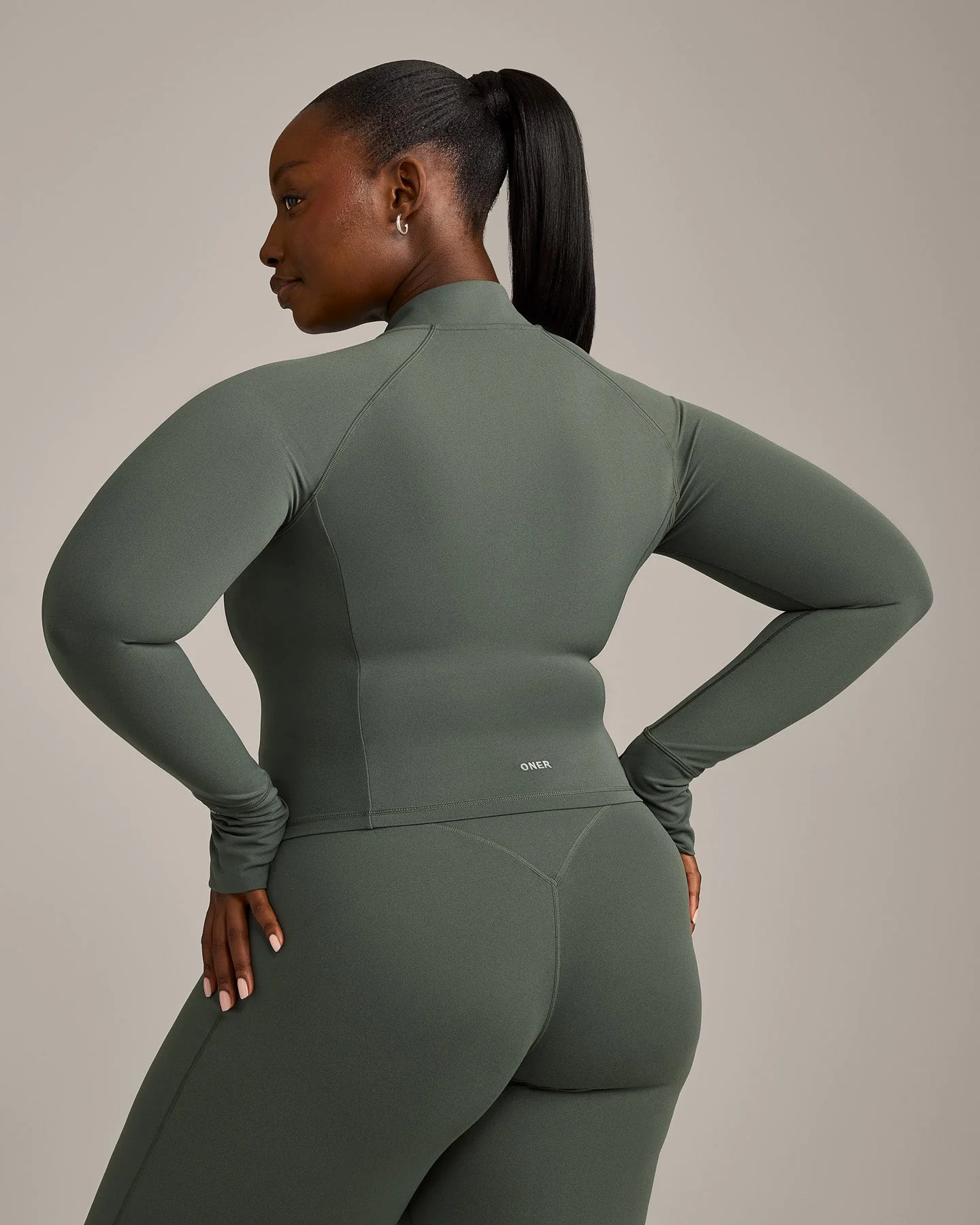 SoftMotion™ Mid Jacket with Grey Logo | Dark Khaki - Image 6
