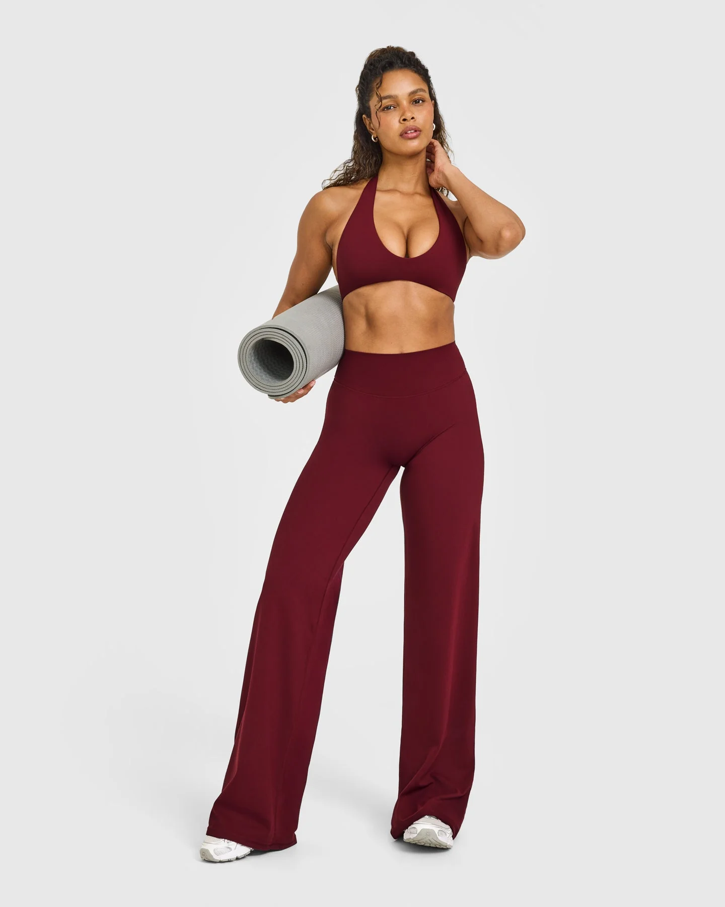 SoftMotion™ Minimal Halter Neck Bralette with White Logo | Light Rosewood - Image 3