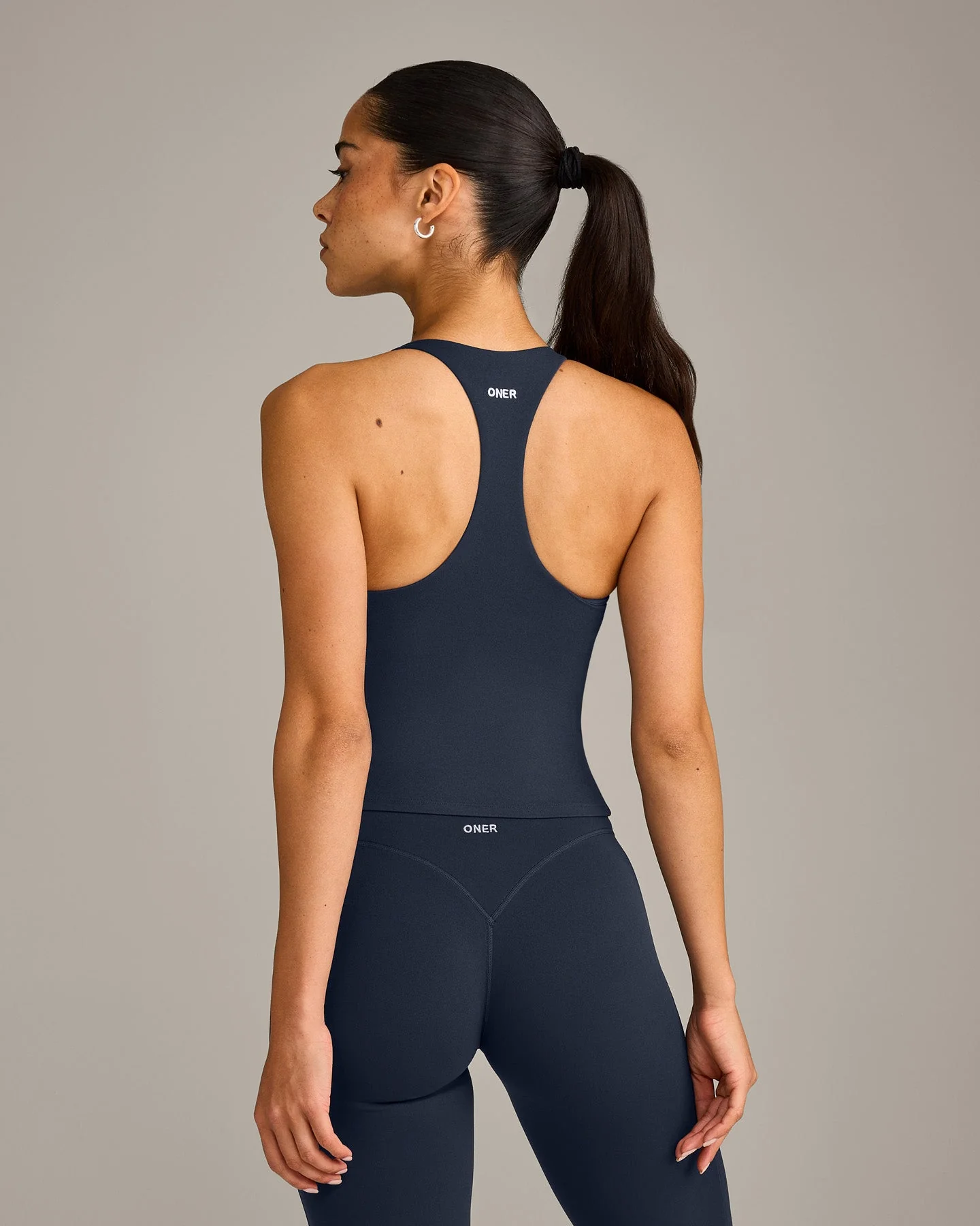 SoftMotion™ Racer Back Mid Vest with Built in Bra Shelf with Grey Logo | True Blue - Image 6