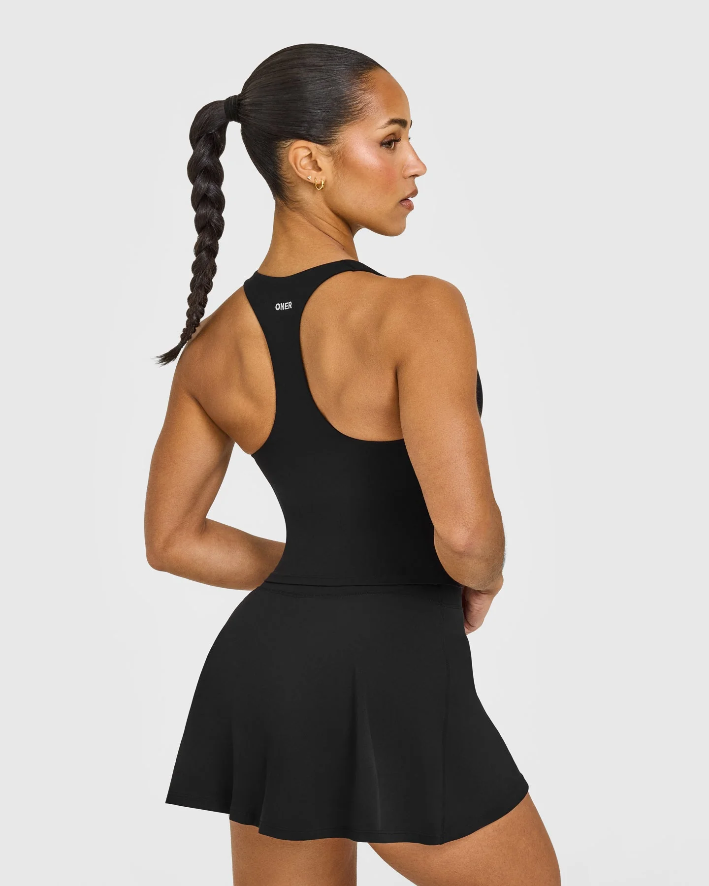 SoftMotion™ Racer Back Mid Vest with Built in Bra Shelf with White Logo | Black - Image 2