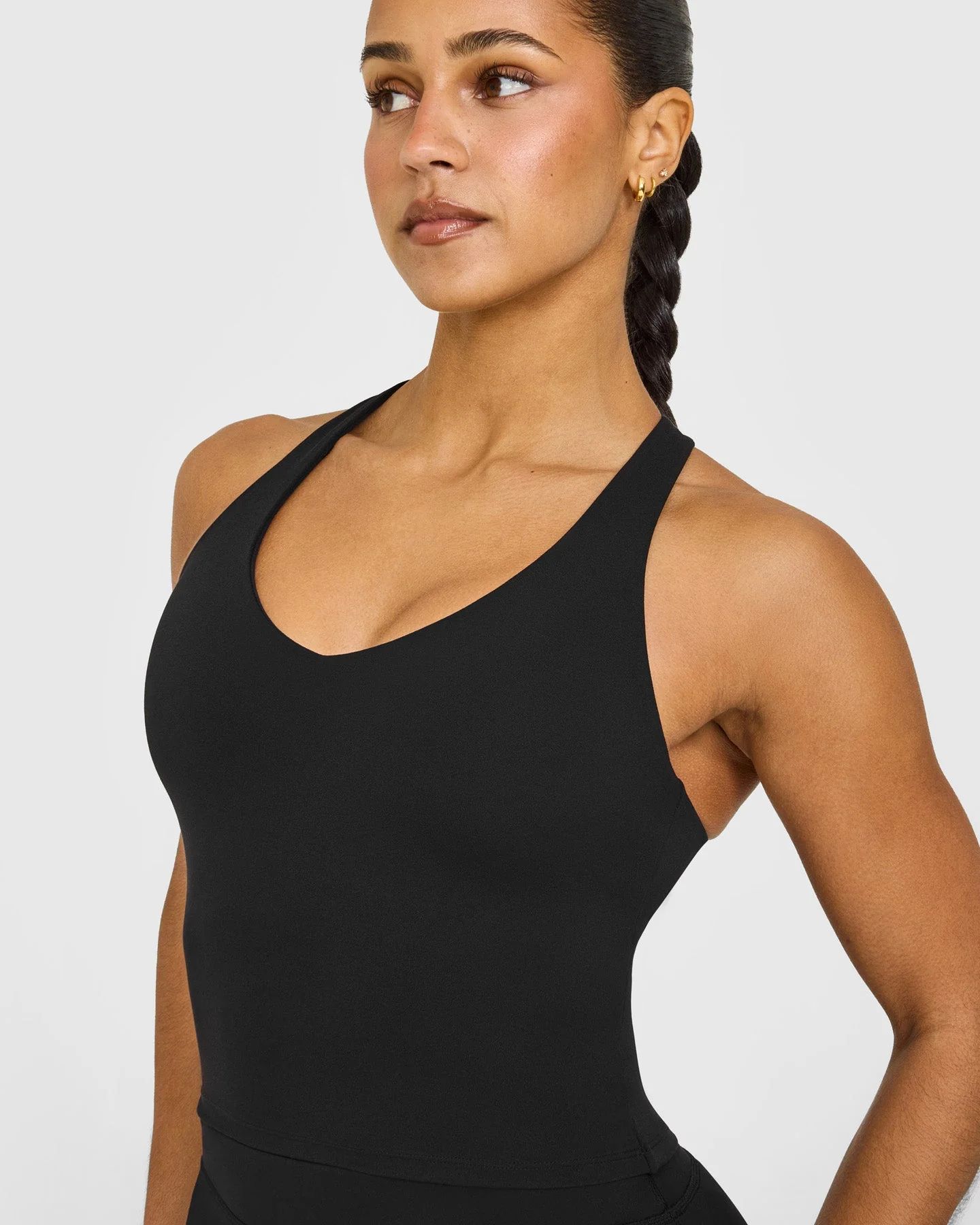 SoftMotion™ Racer Back Mid Vest with Built in Bra Shelf with White Logo | Black - Image 5