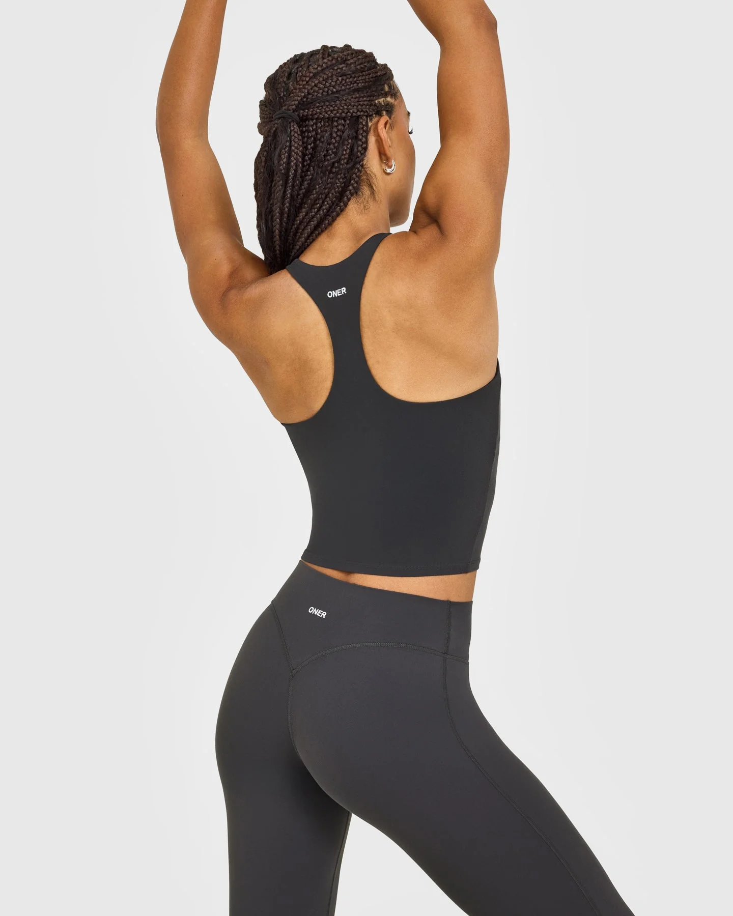 SoftMotion™ Racer Back Mid Vest with Built in Bra Shelf with White Logo | Coal - Image 2