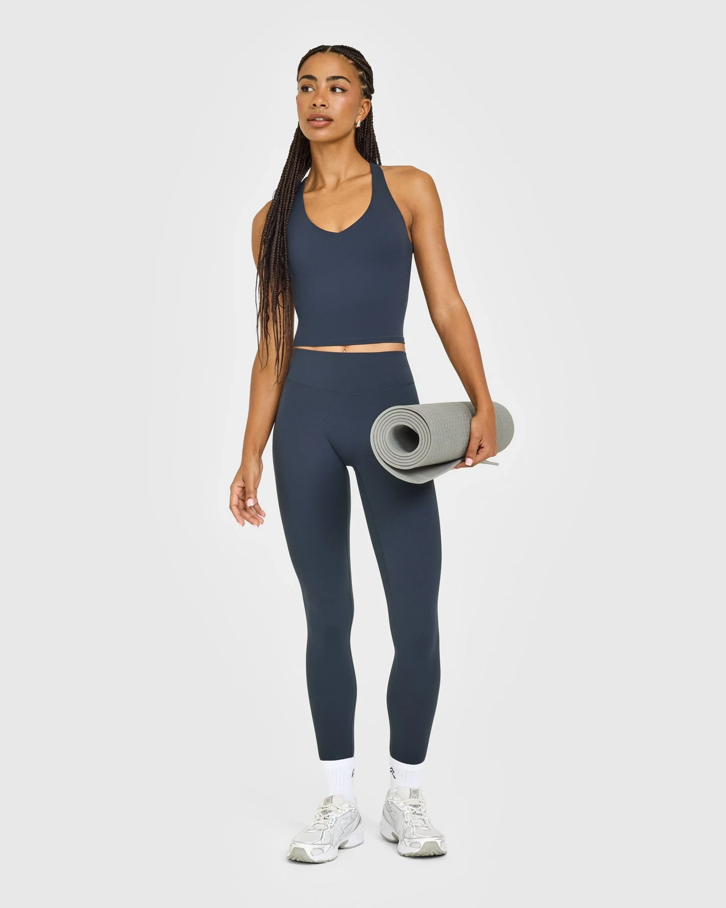 SoftMotion™ Racer Back Mid Vest with Built in Bra Shelf with White Logo | True Blue - Image 3