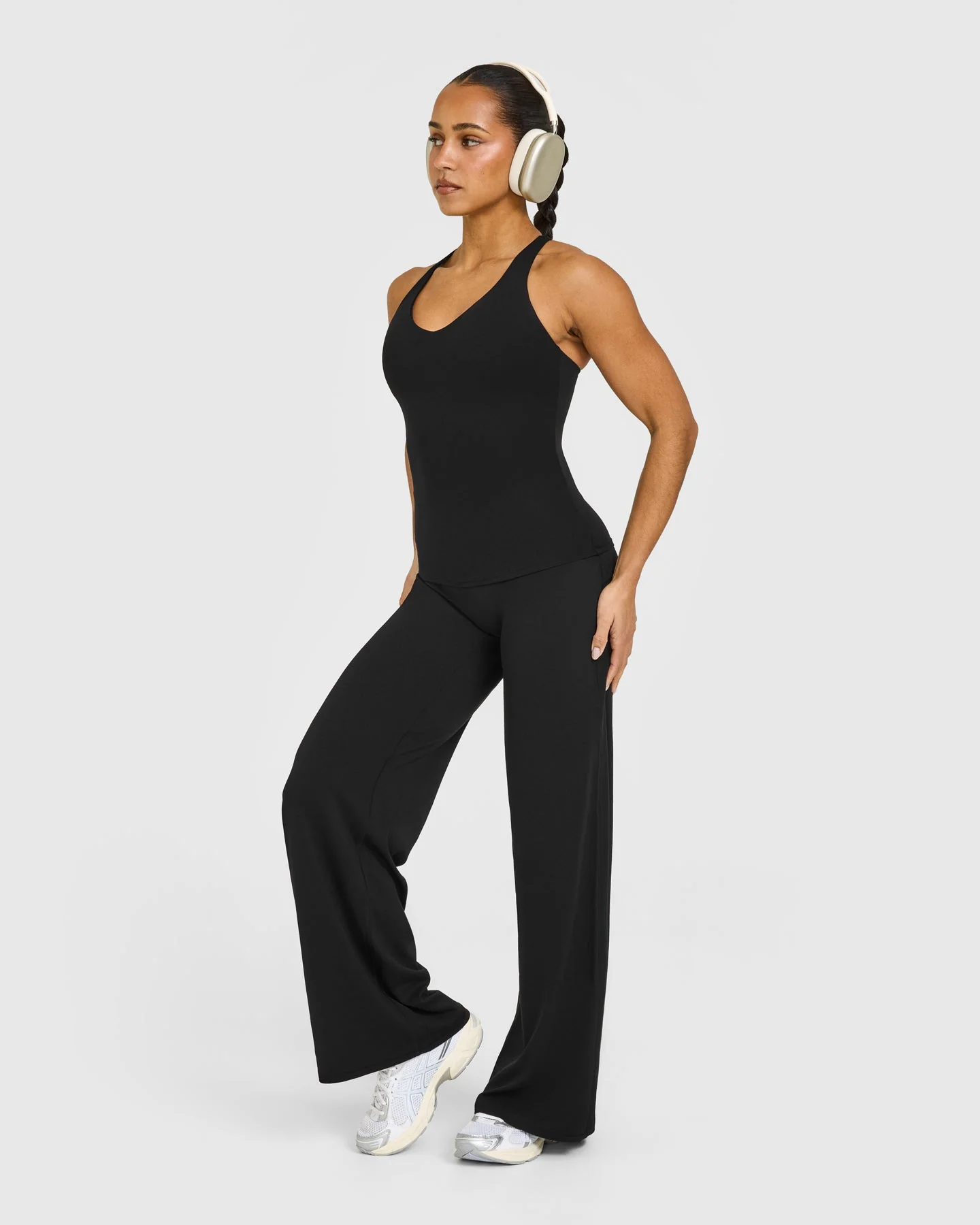 SoftMotion™ Racer Back Vest with Built in Bra Shelf with White Logo | Black - Image 3