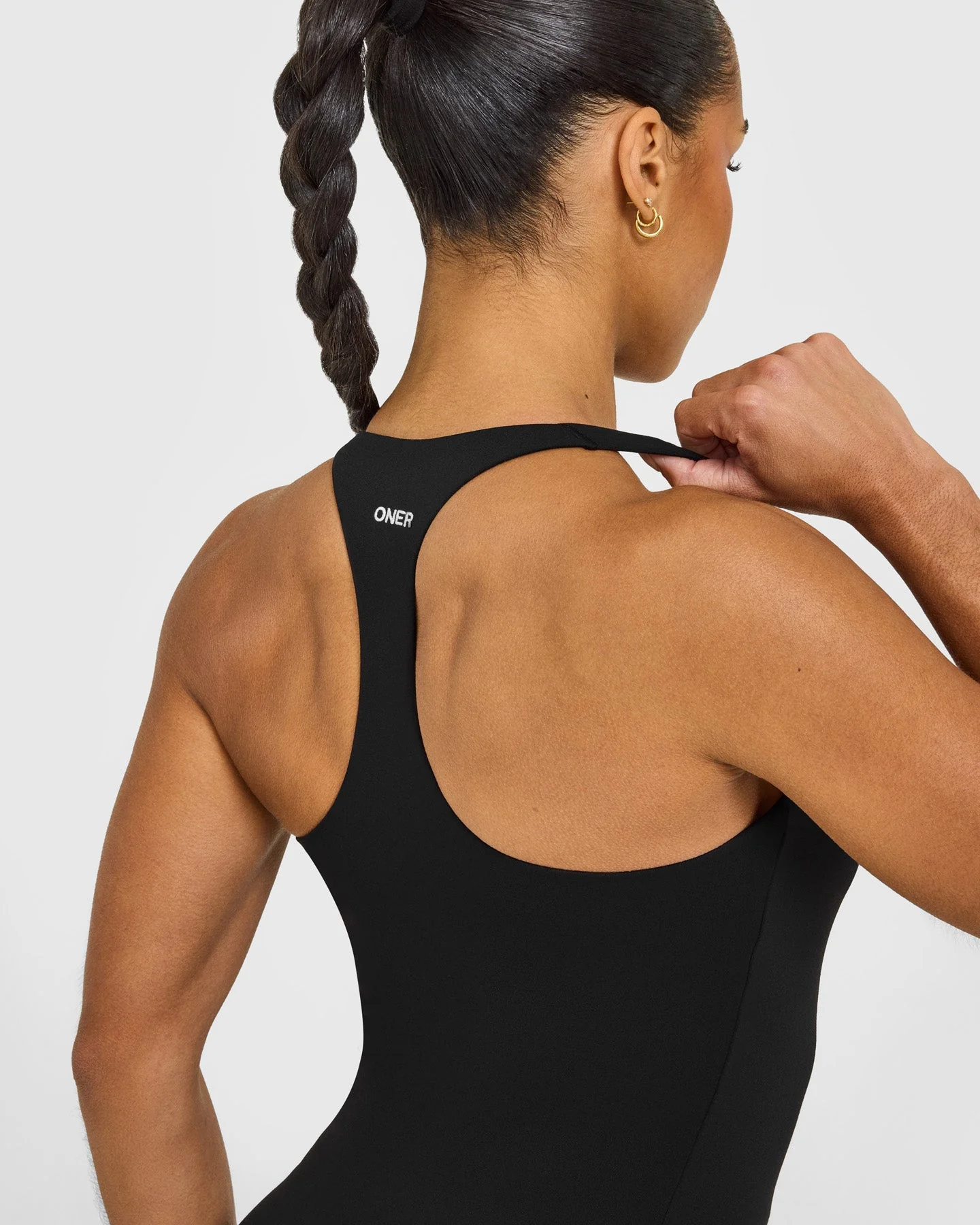 SoftMotion™ Racer Back Vest with Built in Bra Shelf with White Logo | Black - Image 4