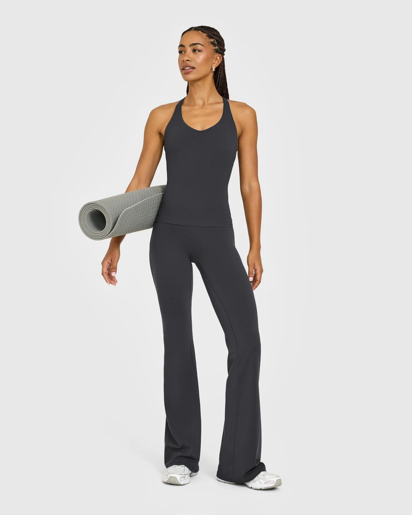 SoftMotion™ Racer Back Vest with Built in Bra Shelf with White Logo | Coal - Image 3
