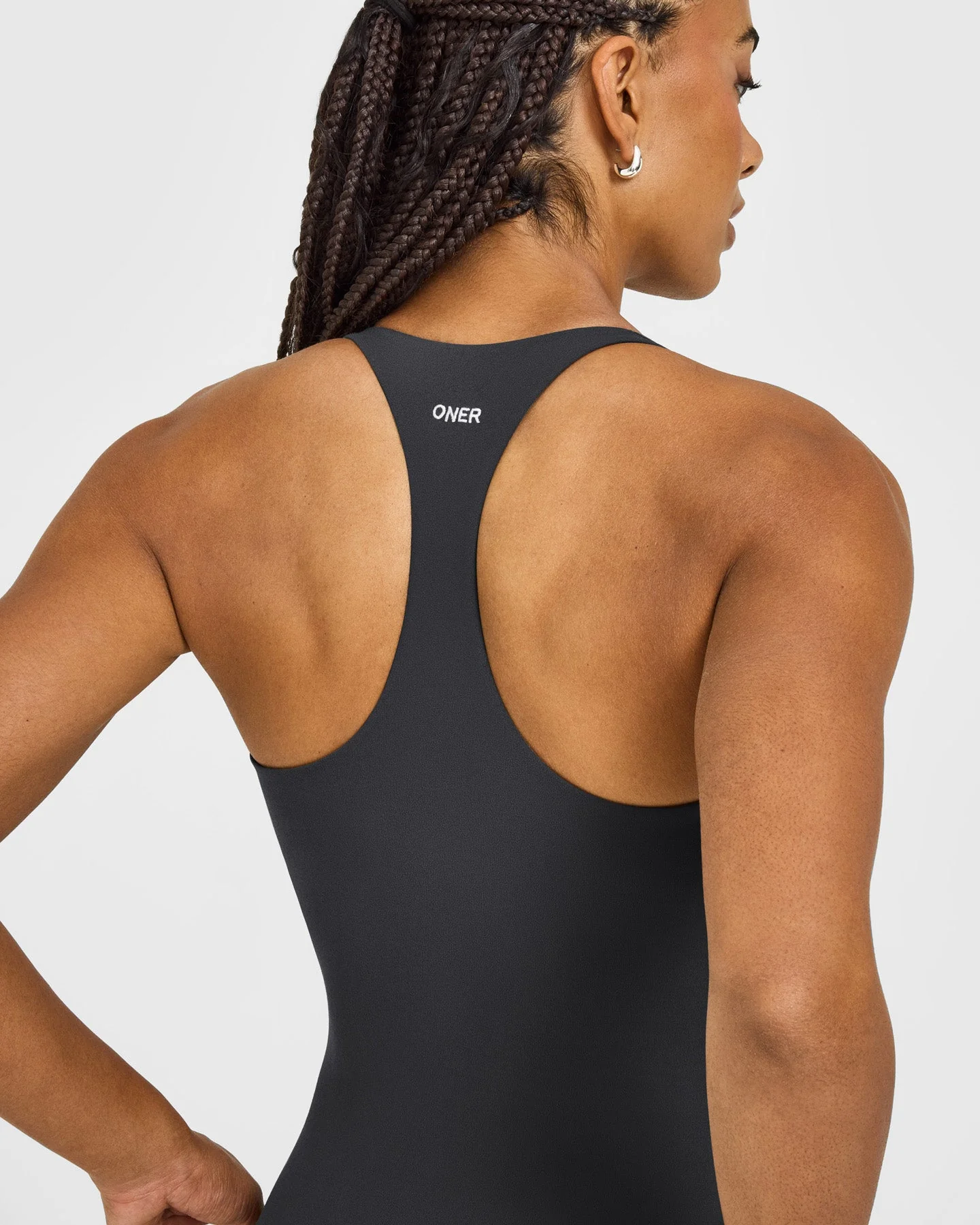 SoftMotion™ Racer Back Vest with Built in Bra Shelf with White Logo | Coal - Image 5