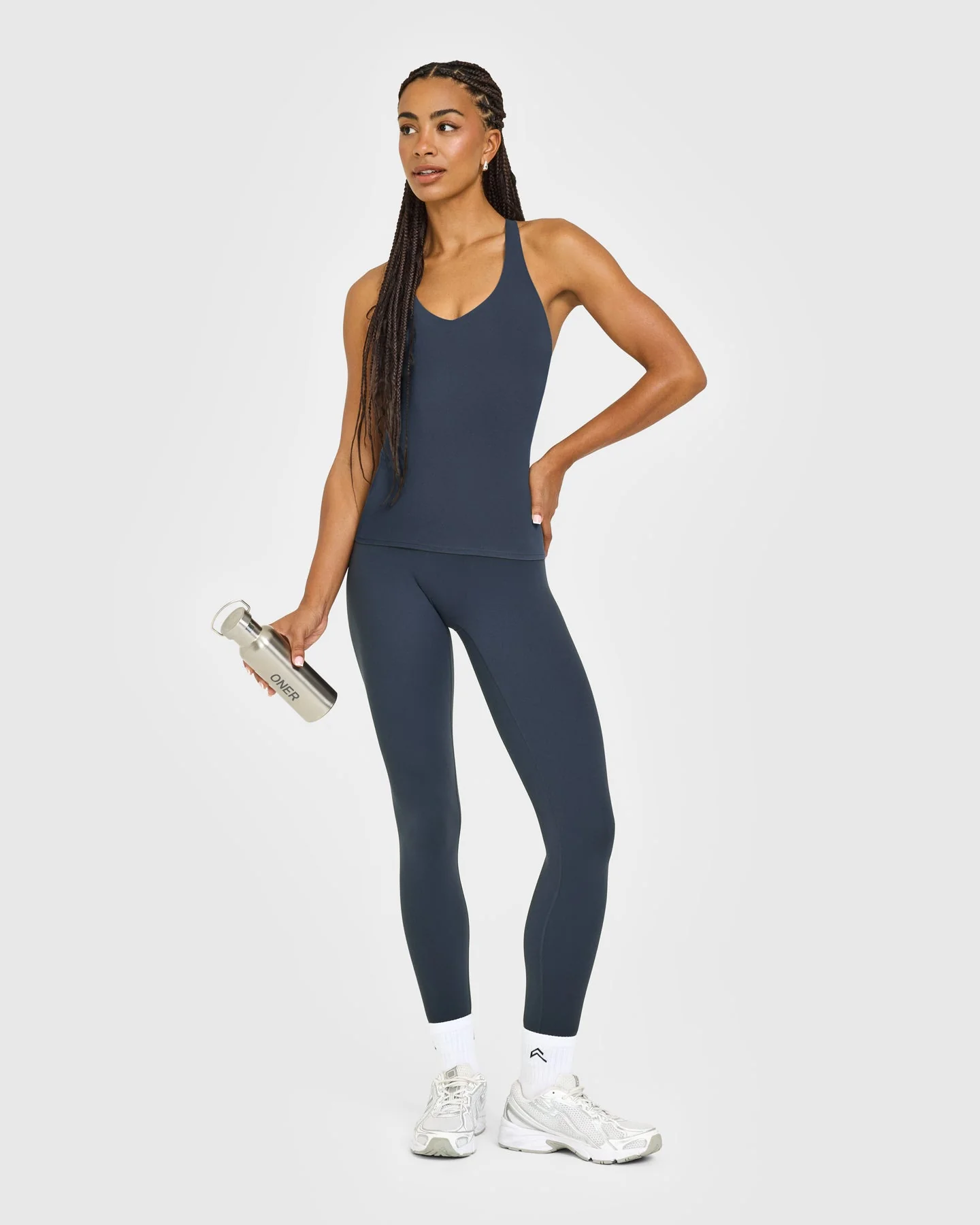 SoftMotion™ Racer Back Vest with Built in Bra Shelf with White Logo | True Blue - Image 3