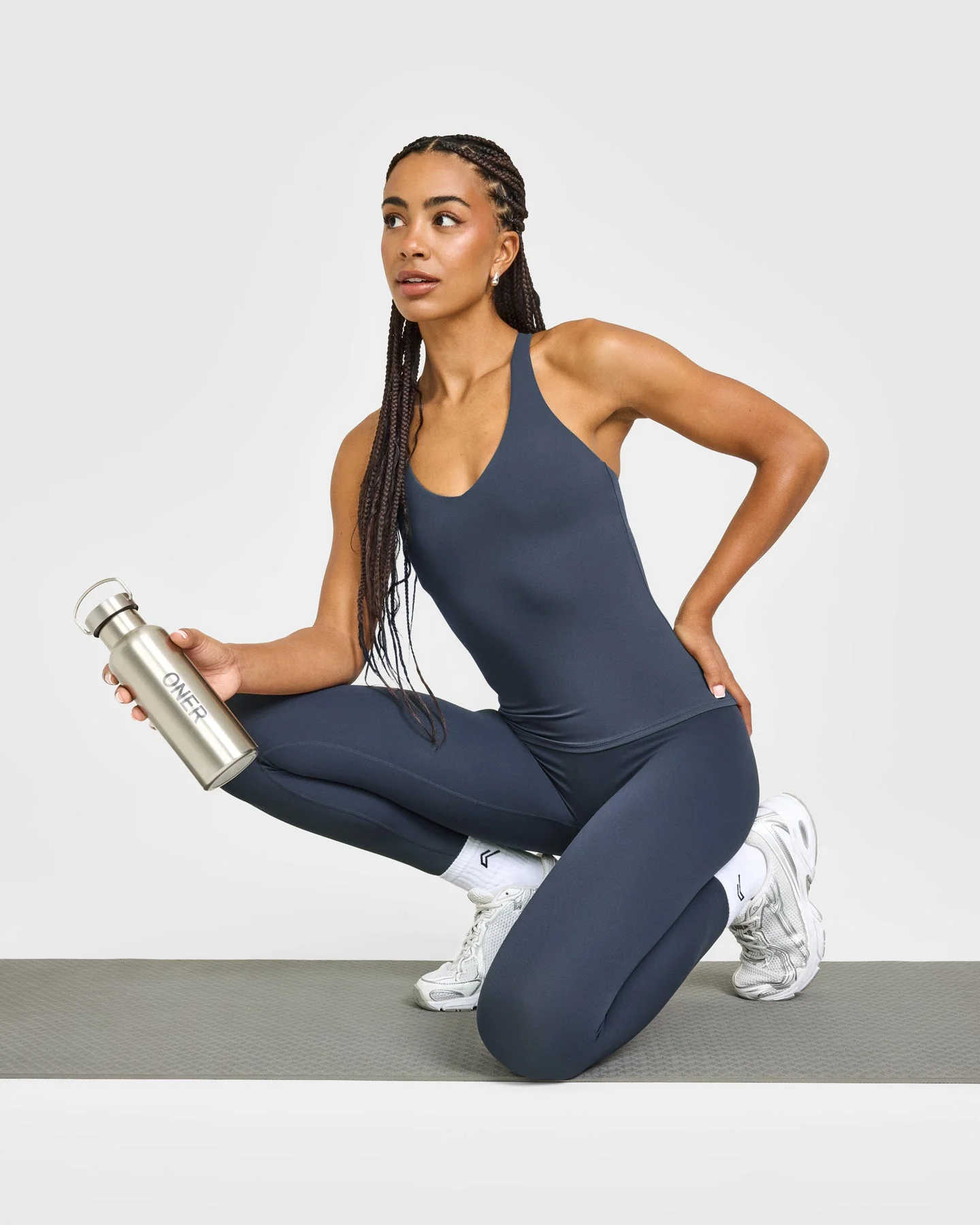 SoftMotion™ Racer Back Vest with Built in Bra Shelf with White Logo | True Blue - Image 6