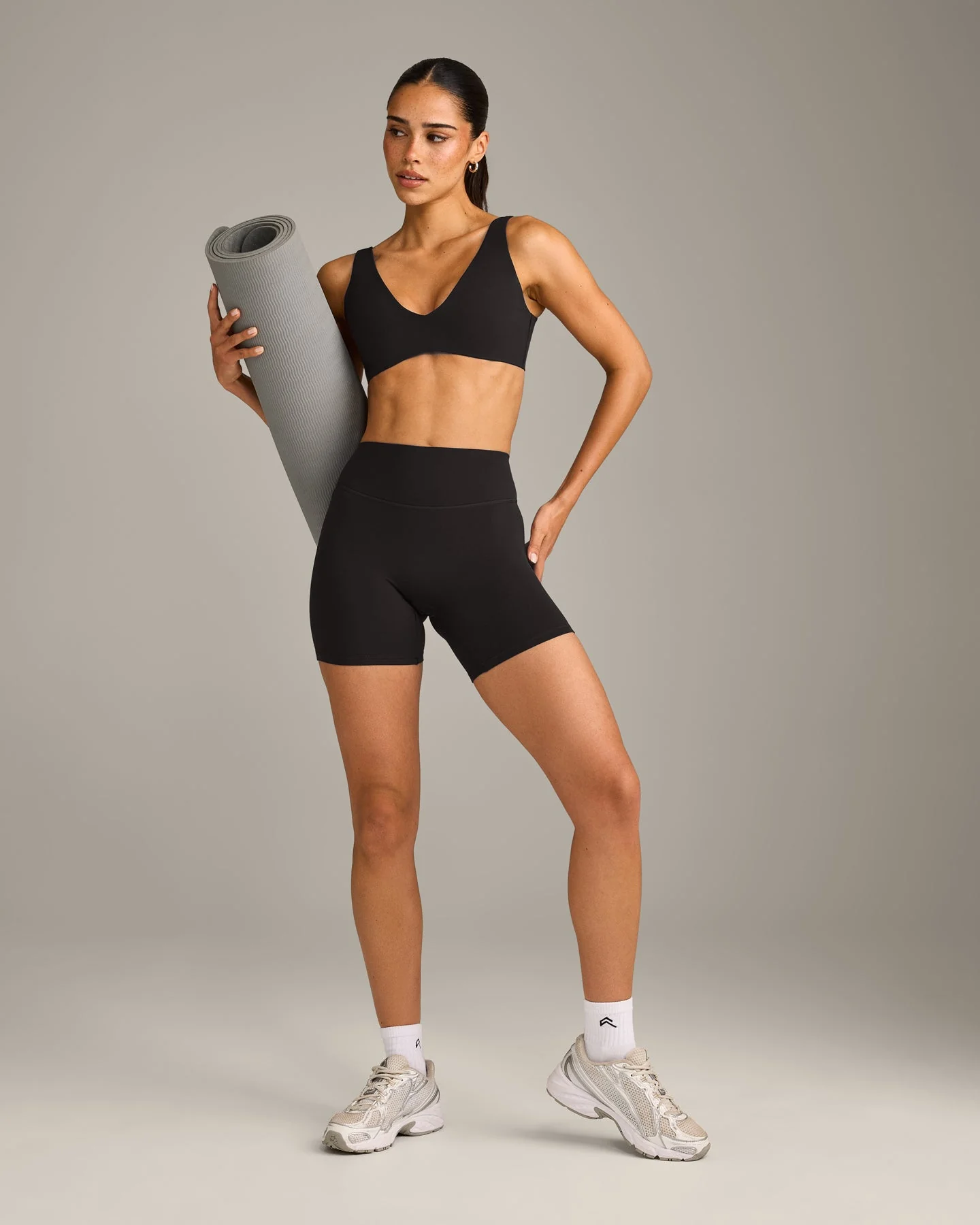 SoftMotion™ Scoop Back Bralette with Grey Logo | Black - Image 3
