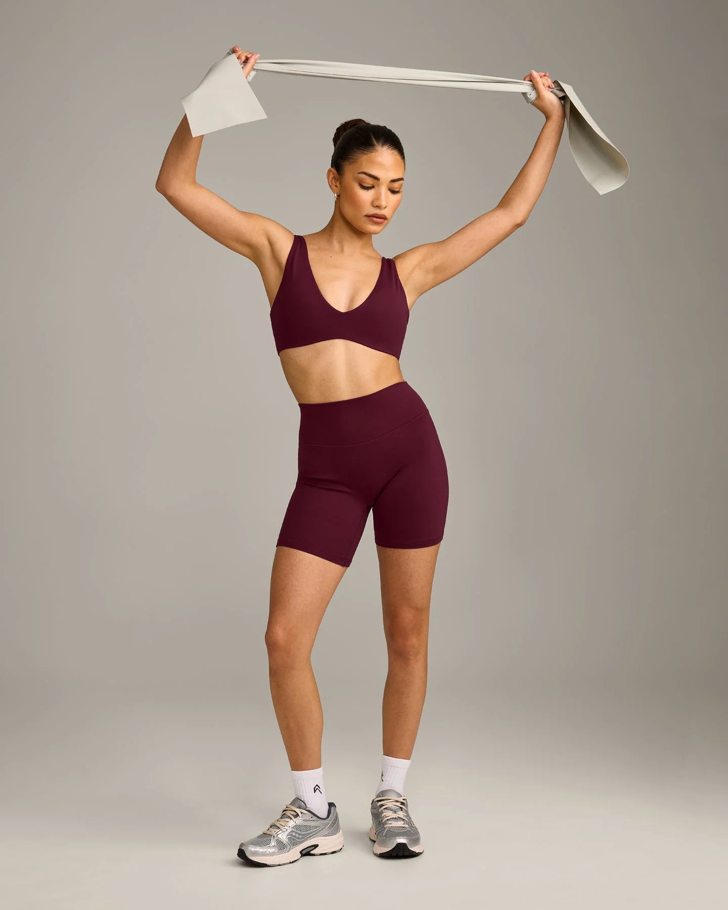 SoftMotion™ Scoop Back Bralette with Grey Logo | Cherry Lacquer Purple - Image 2