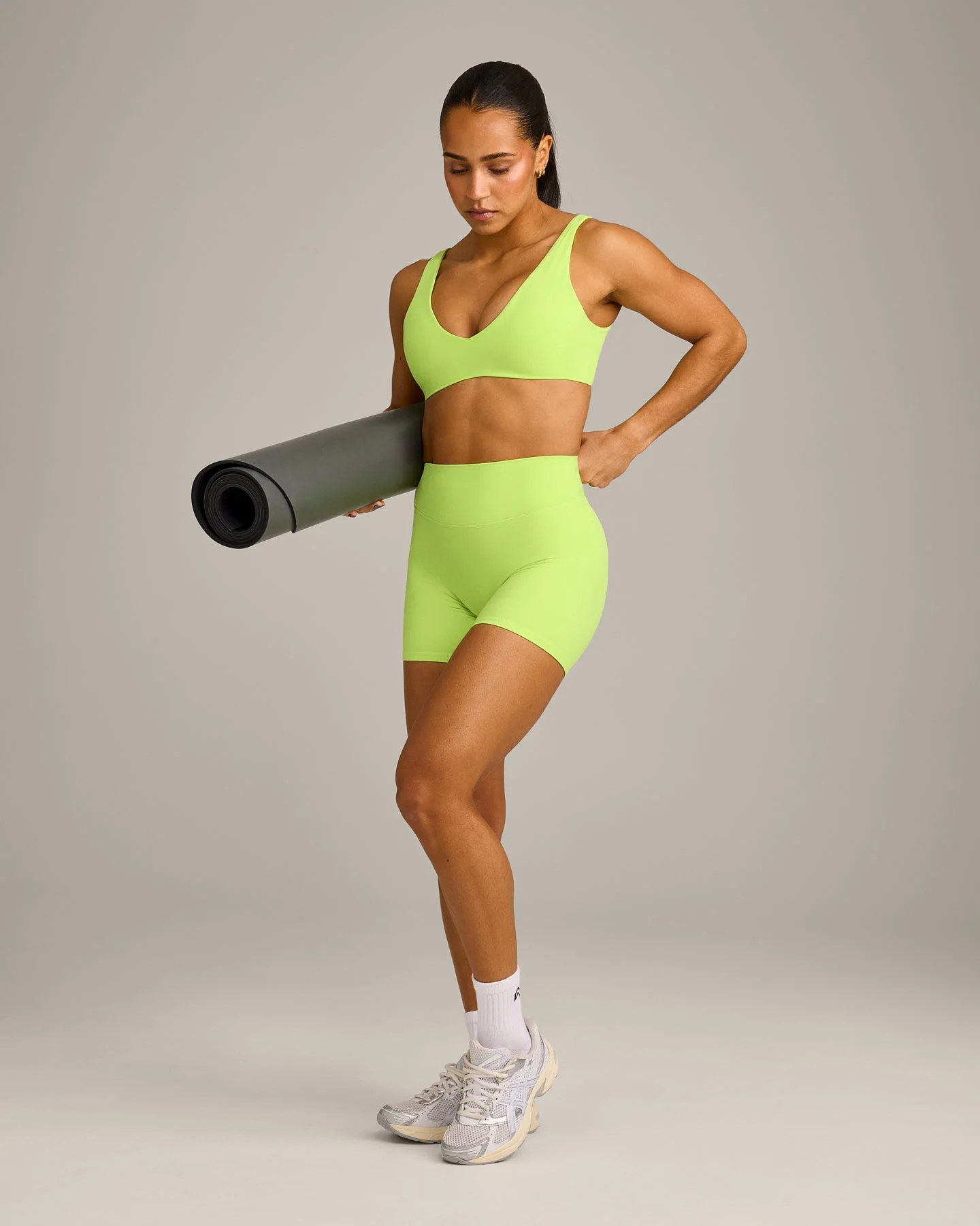 SoftMotion™ Scoop Back Bralette with Grey Logo | Citrus Green - Image 2
