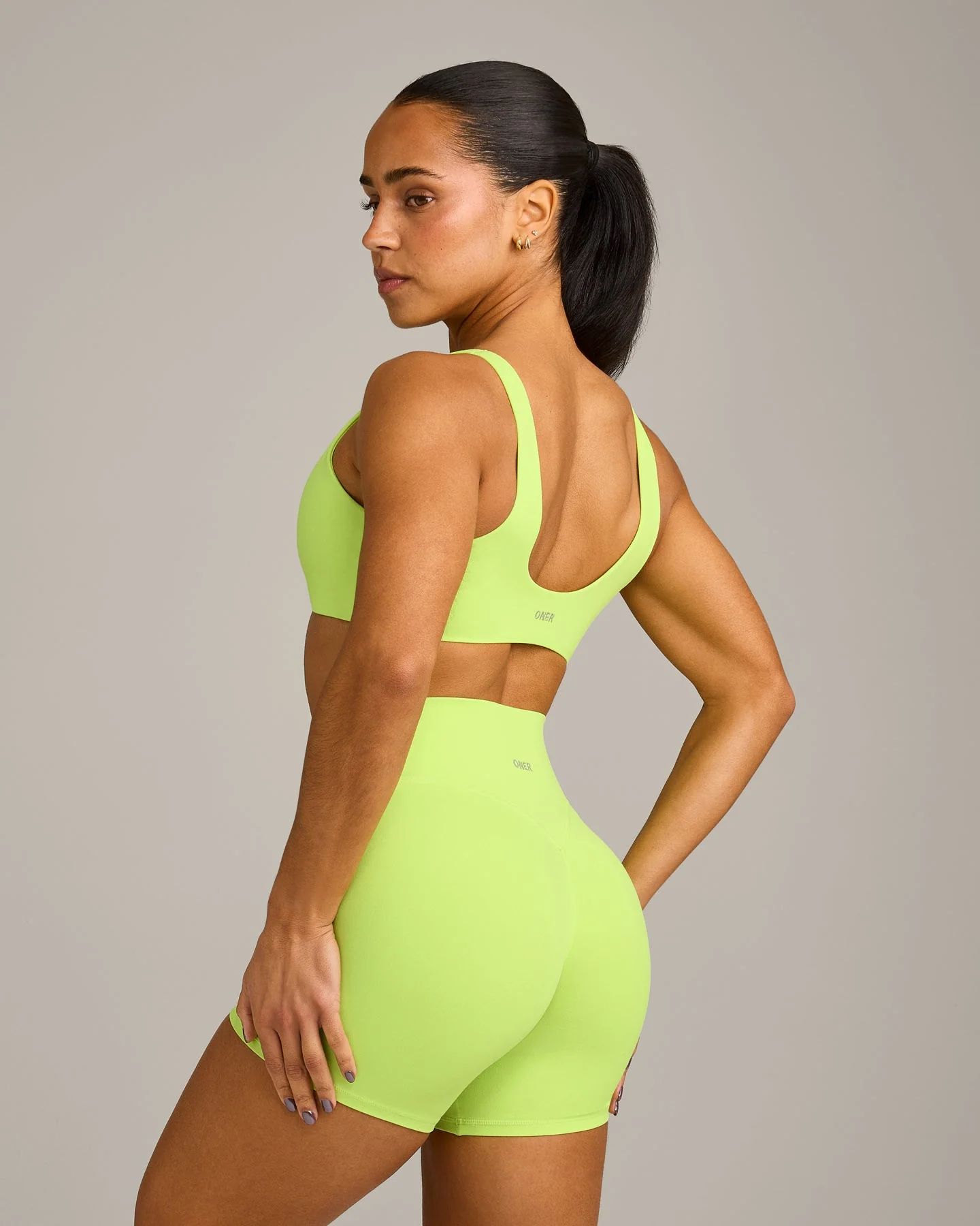 SoftMotion™ Scoop Back Bralette with Grey Logo | Citrus Green - Image 4