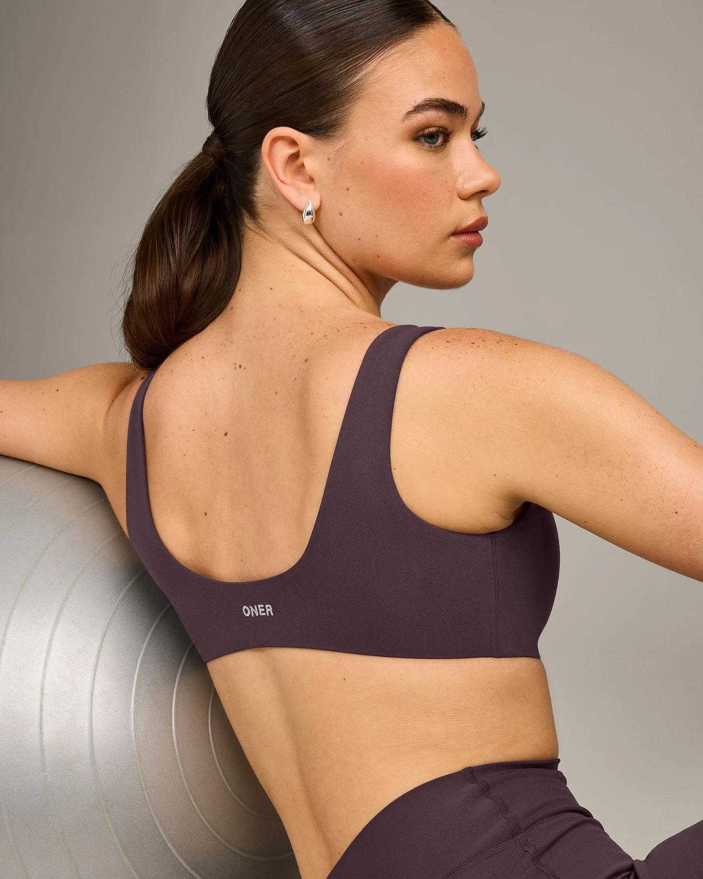 SoftMotion™ Scoop Back Bralette with Grey Logo | Dark Umber Brown - Image 5