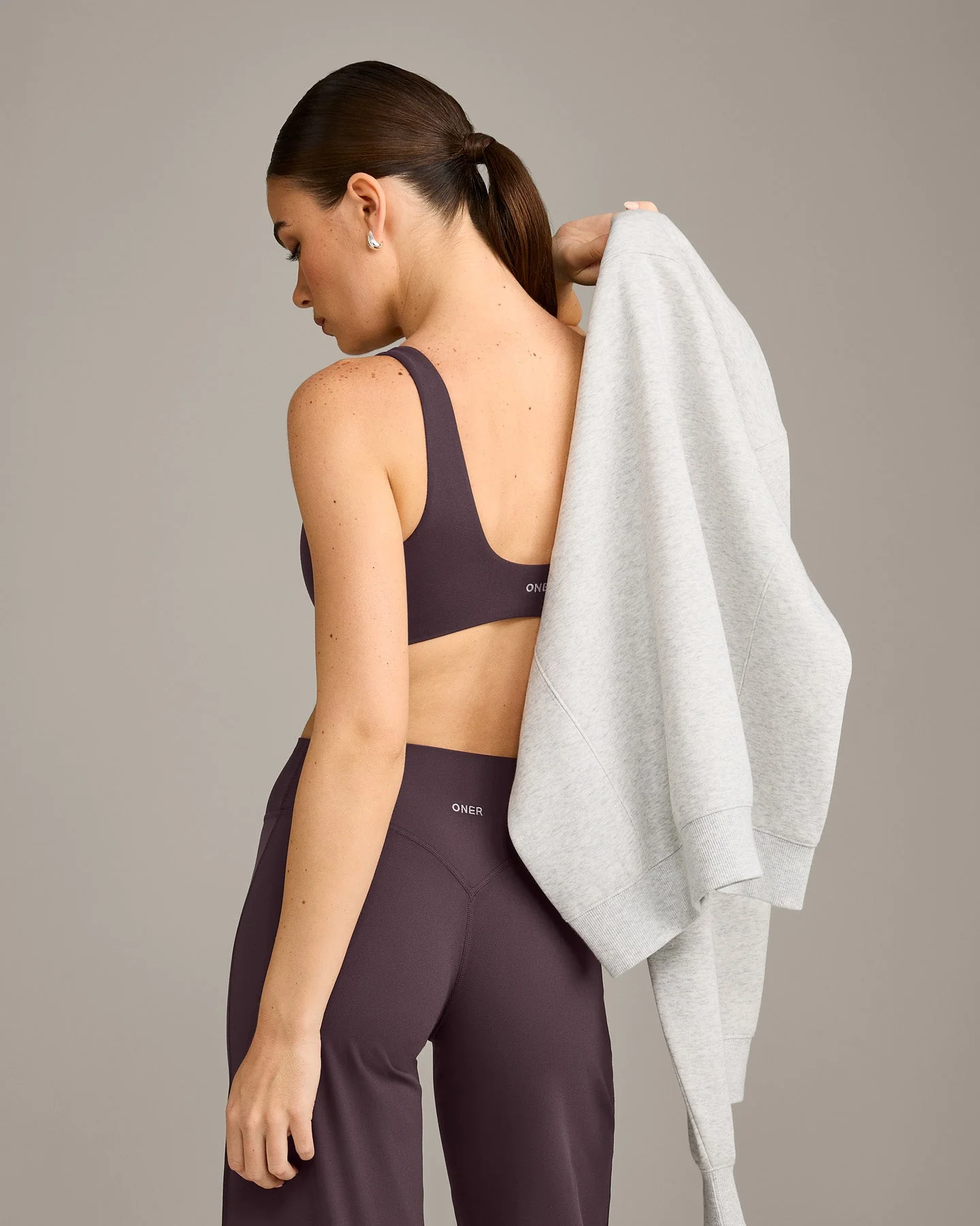 SoftMotion™ Scoop Back Bralette with Grey Logo | Dark Umber Brown - Image 6