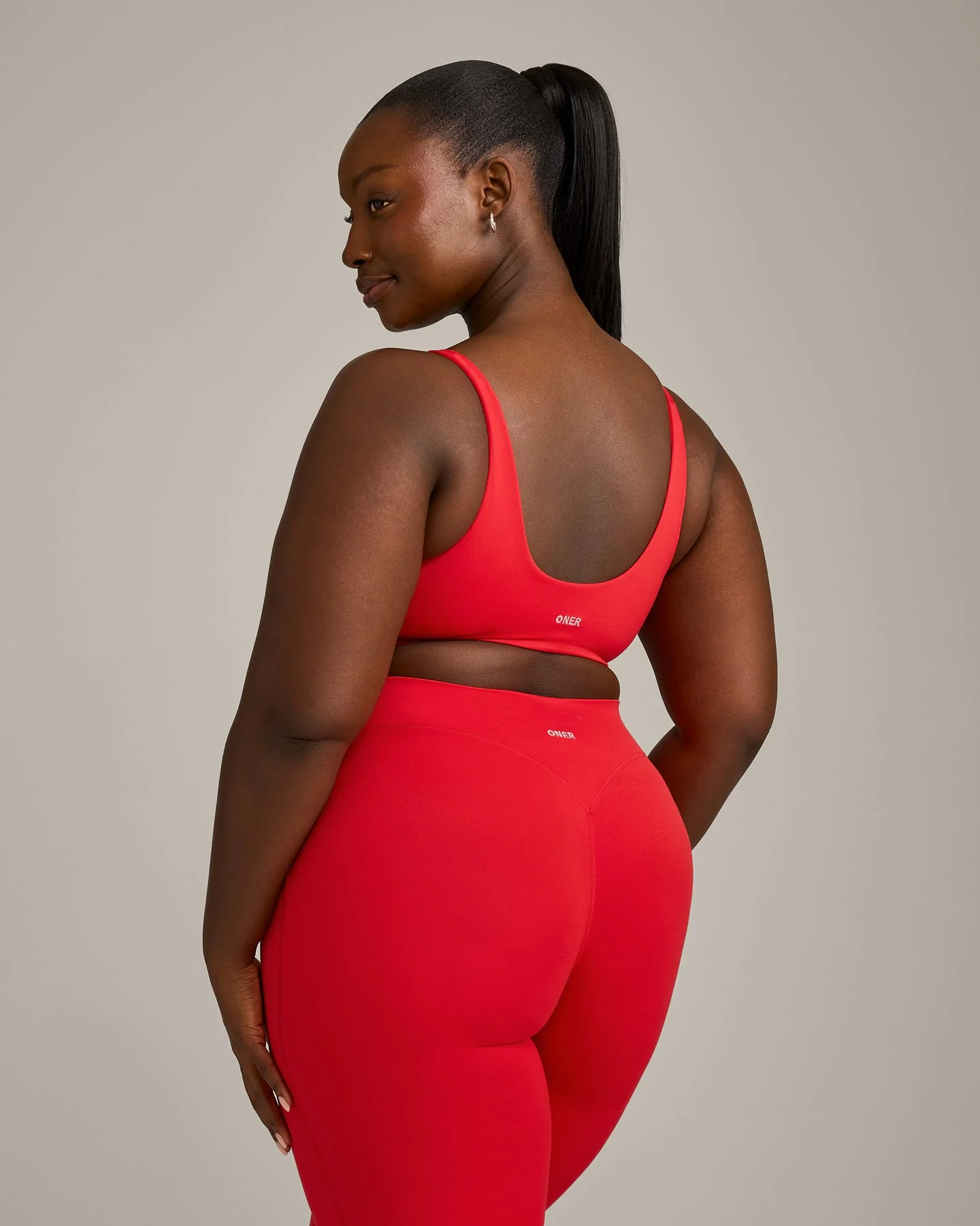 SoftMotion™ Scoop Back Bralette with Grey Logo | Fiery Red - Image 2