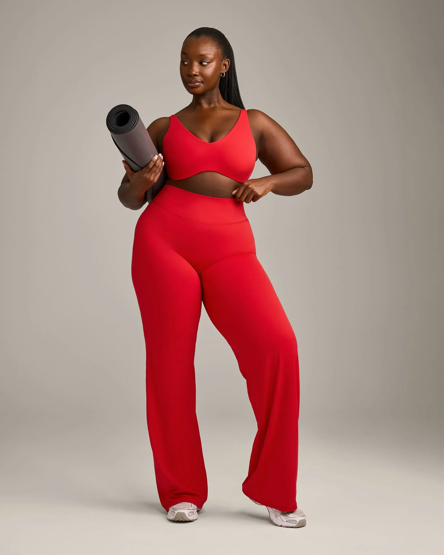 SoftMotion™ Scoop Back Bralette with Grey Logo | Fiery Red - Image 3