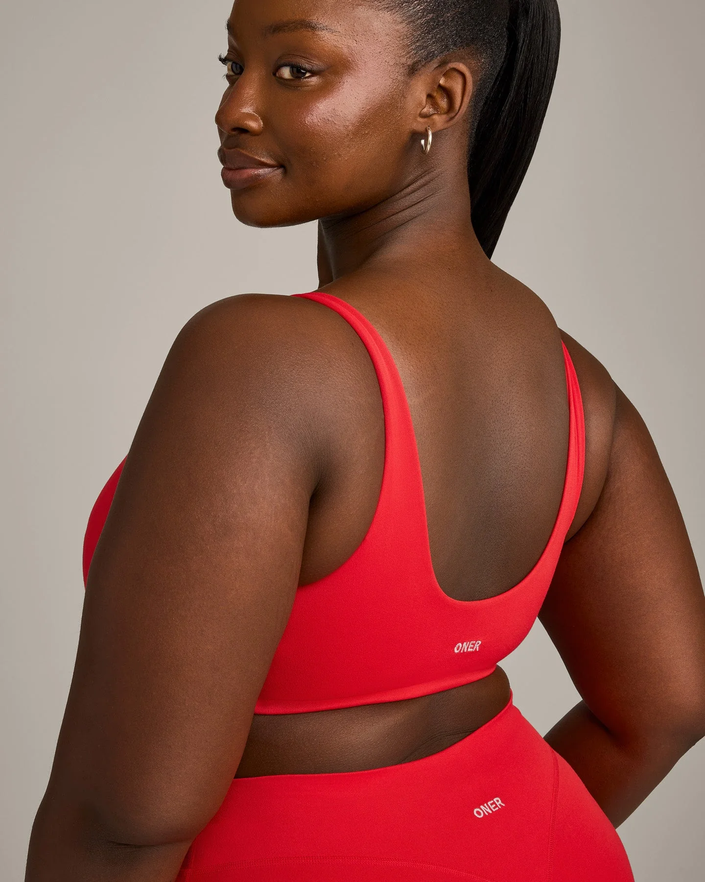 SoftMotion™ Scoop Back Bralette with Grey Logo | Fiery Red - Image 4