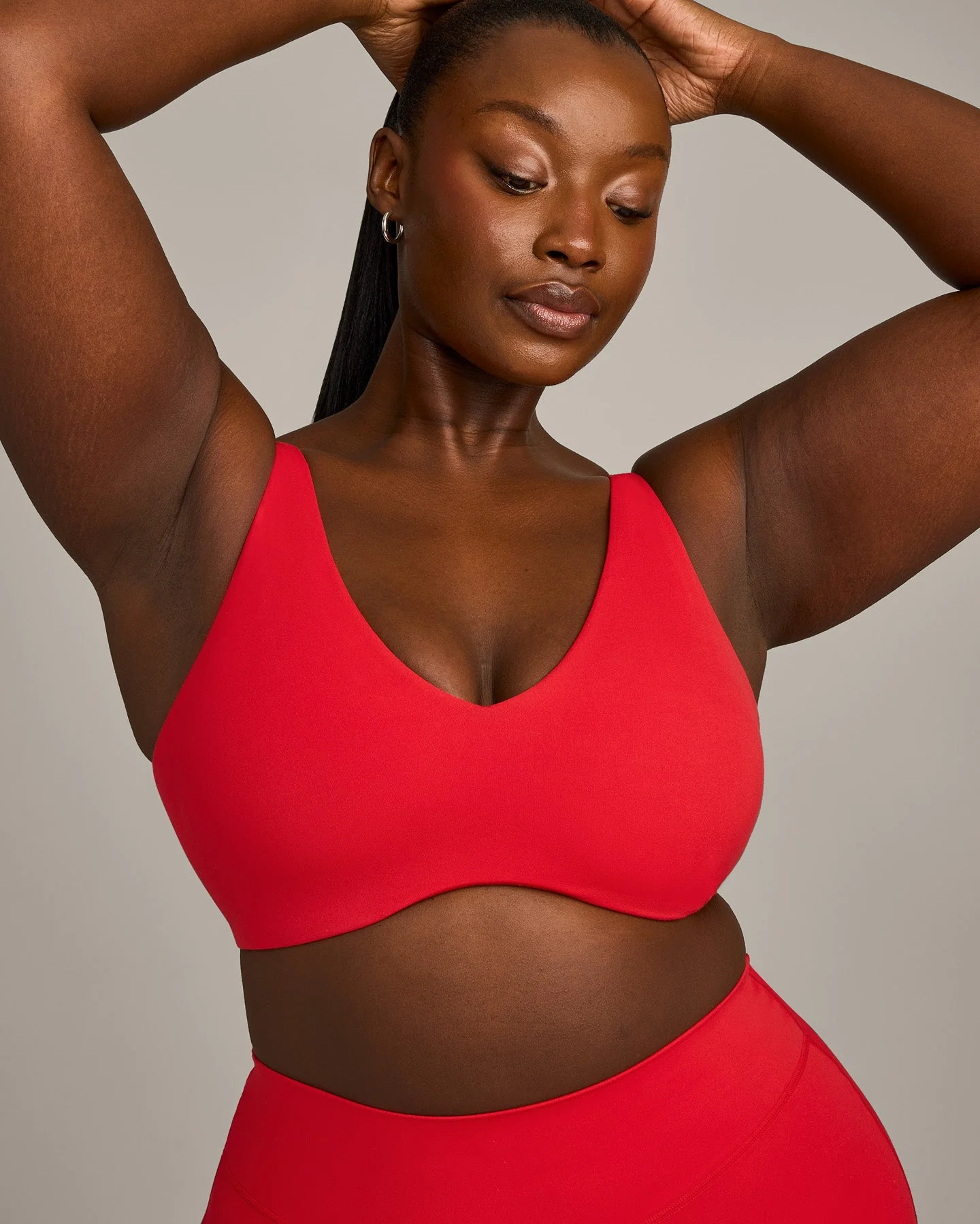 SoftMotion™ Scoop Back Bralette with Grey Logo | Fiery Red - Image 5