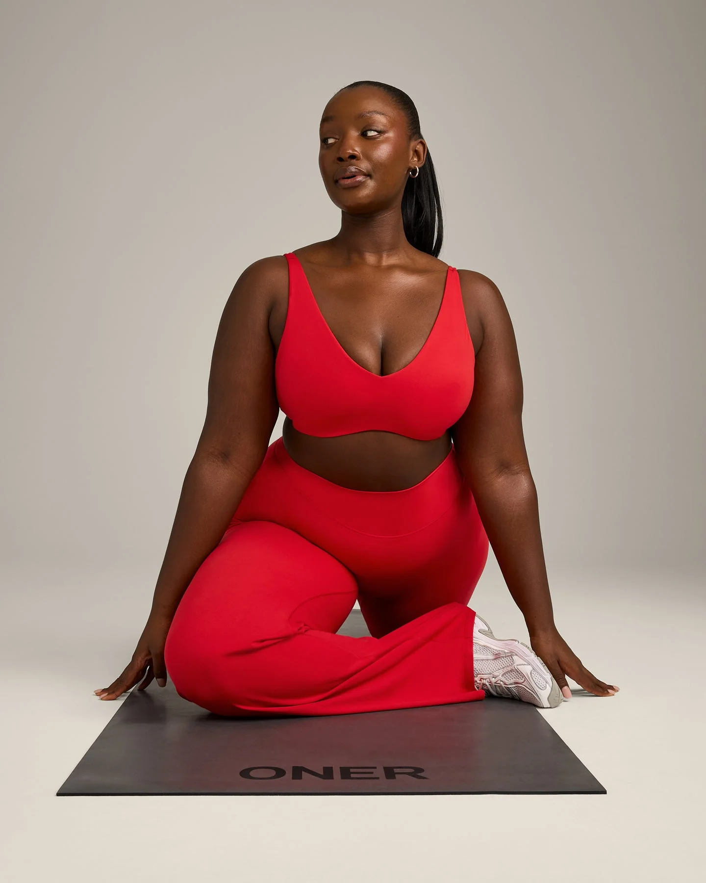 SoftMotion™ Scoop Back Bralette with Grey Logo | Fiery Red - Image 6