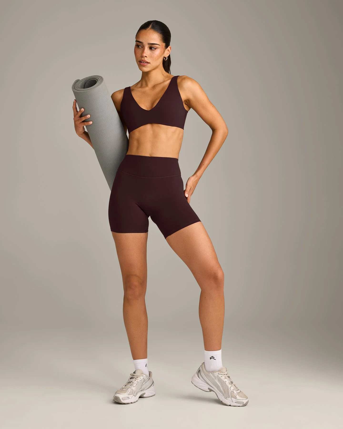 SoftMotion™ Scoop Back Bralette with Grey Logo | Plum Brown - Image 3