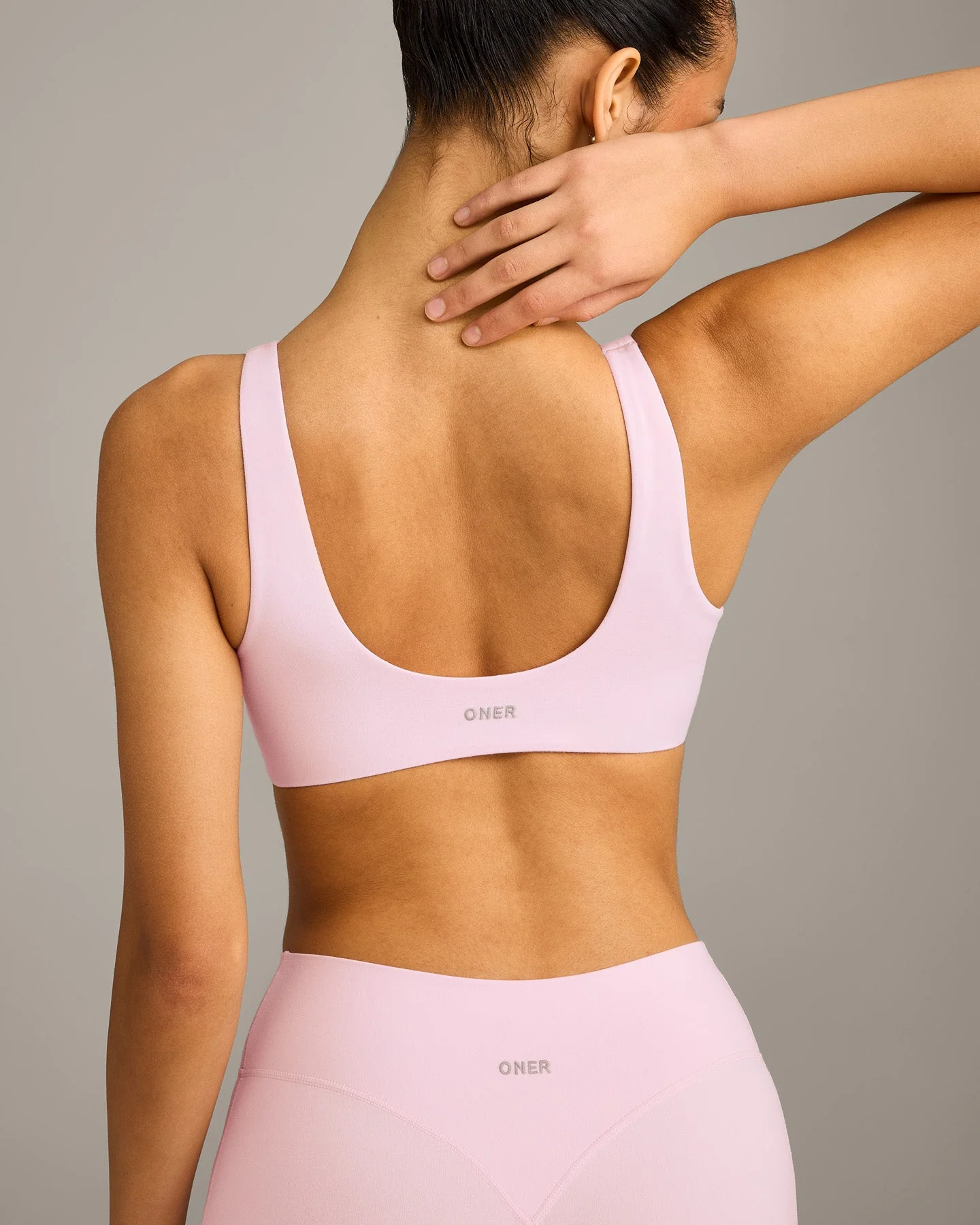 SoftMotion™ Scoop Back Bralette with Grey Logo | Soft Girl Pink - Image 5