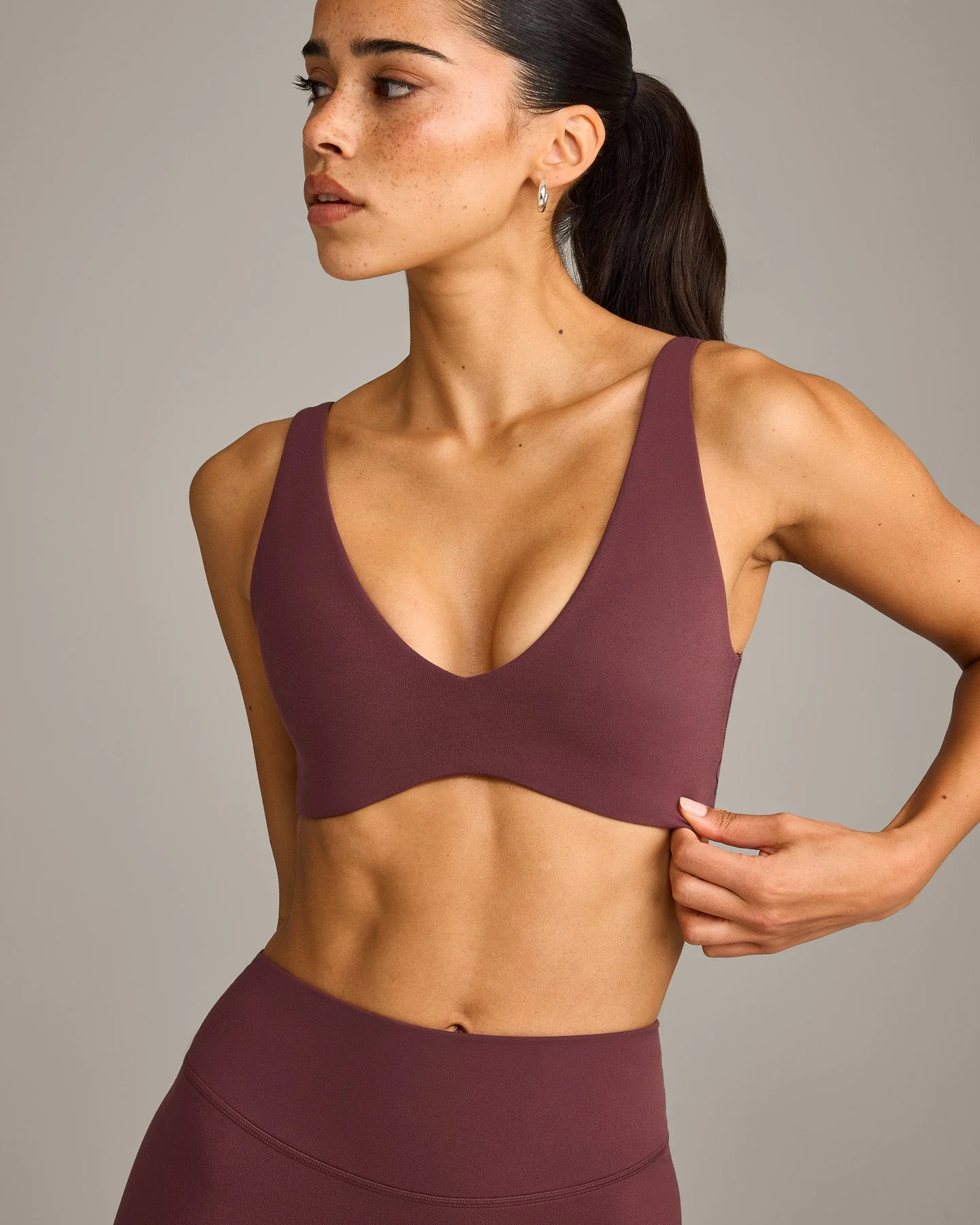 SoftMotion™ Scoop Back Bralette with Grey Logo | Velvet Mocha - Image 5