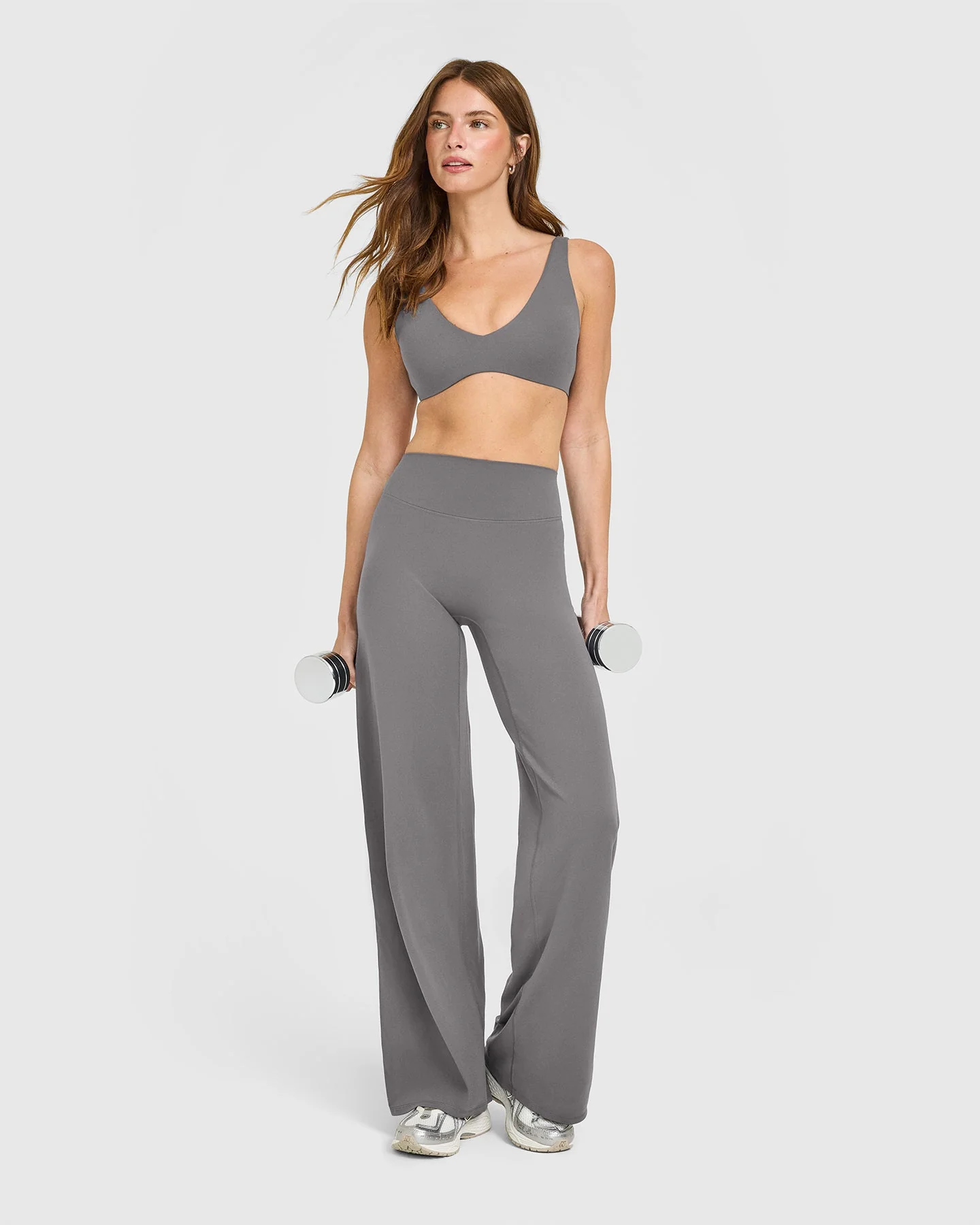 SoftMotion™ Scoop Back Bralette with White Logo | Ash Grey - Image 3