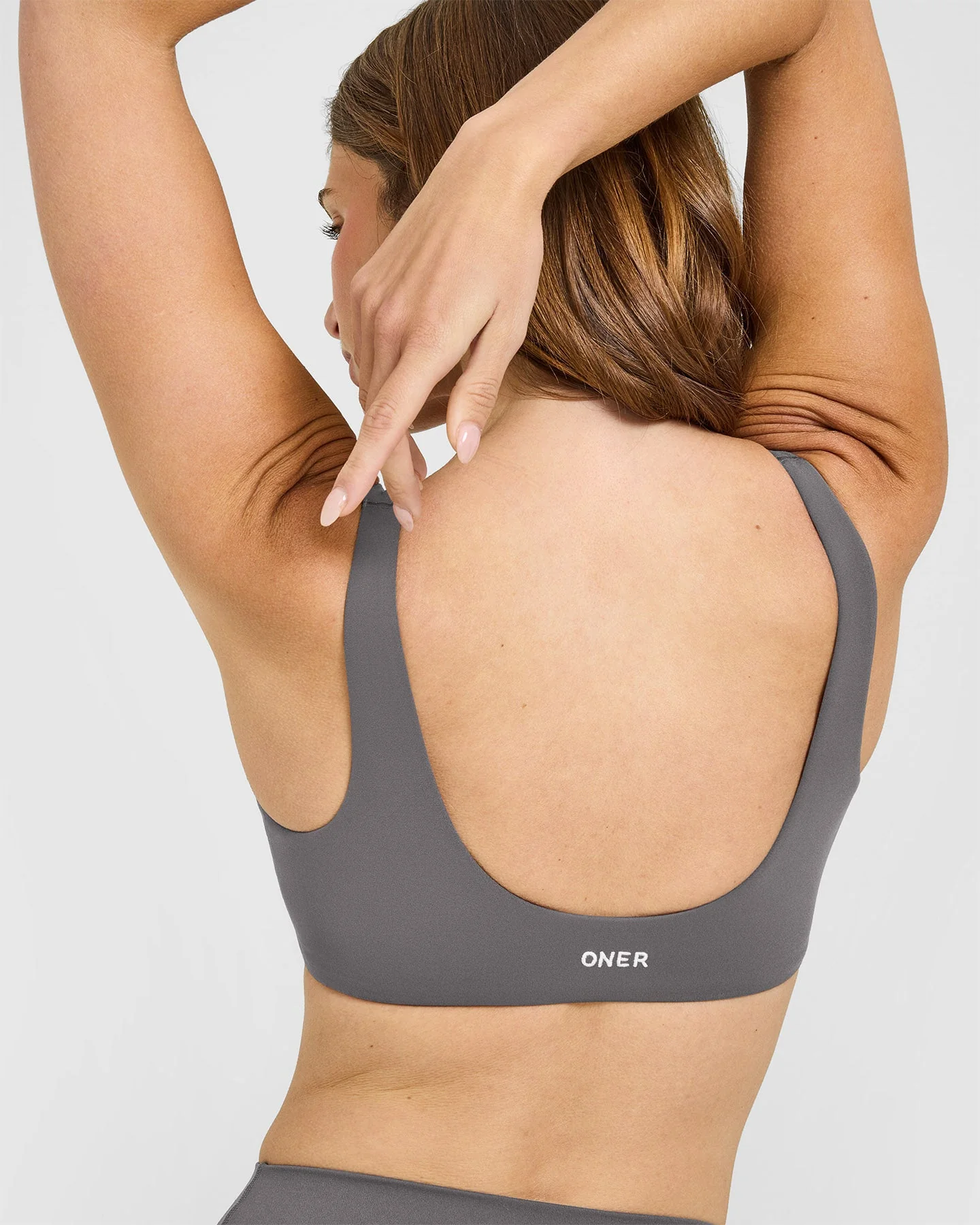 SoftMotion™ Scoop Back Bralette with White Logo | Ash Grey - Image 4