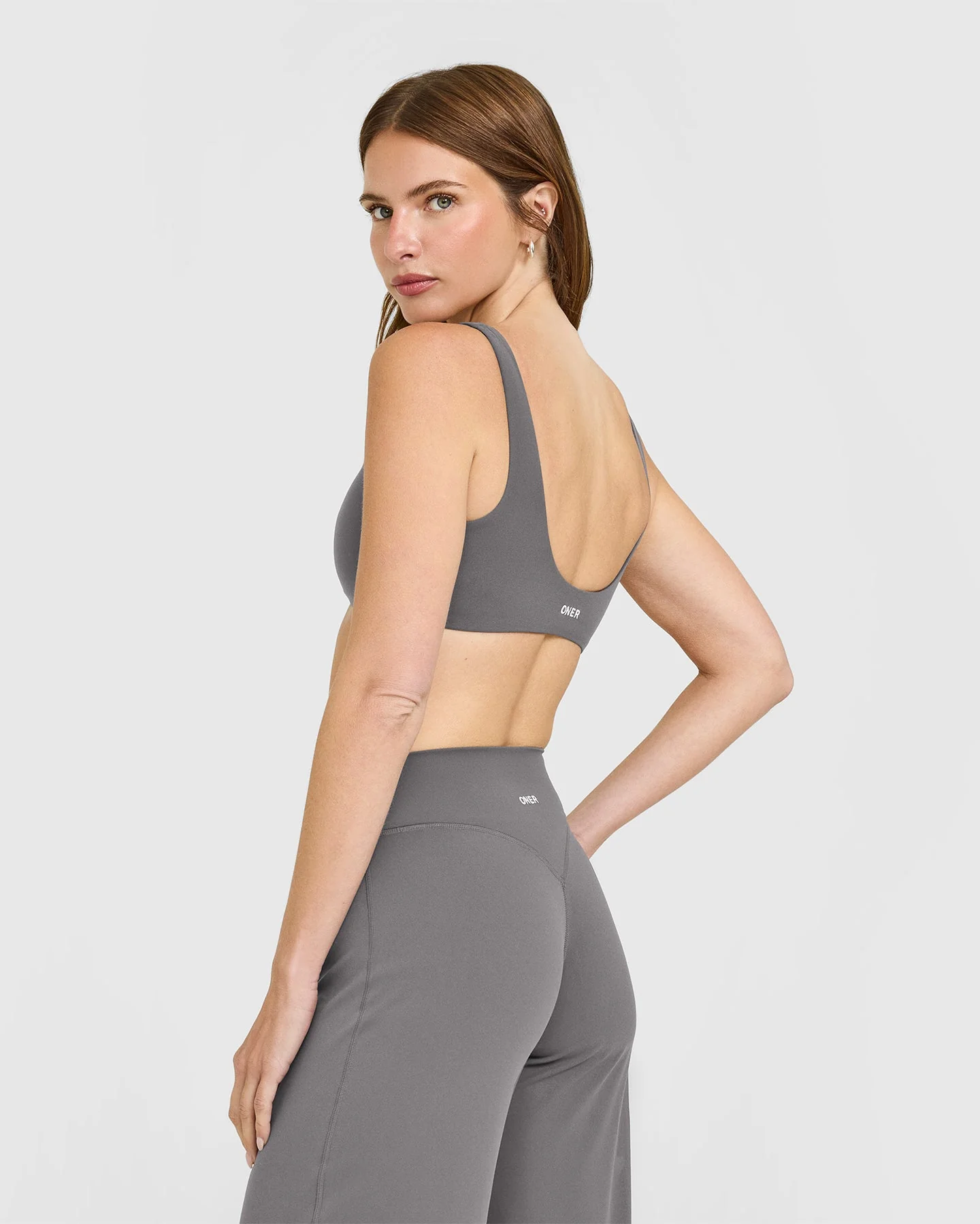 SoftMotion™ Scoop Back Bralette with White Logo | Ash Grey - Image 6
