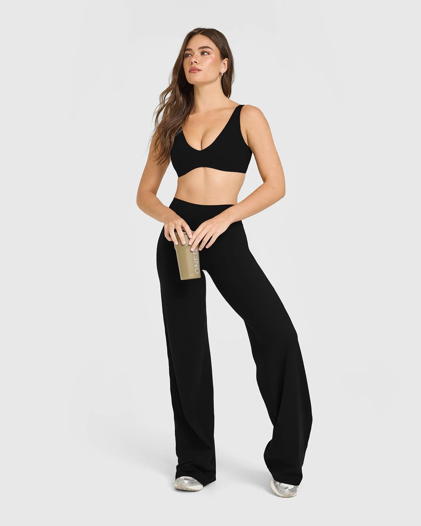 SoftMotion™ Scoop Back Bralette with White Logo | Black - Image 3