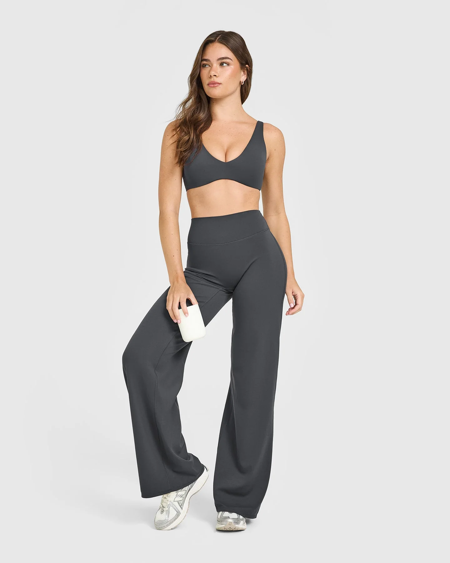 SoftMotion™ Scoop Back Bralette with White Logo | Coal - Image 3