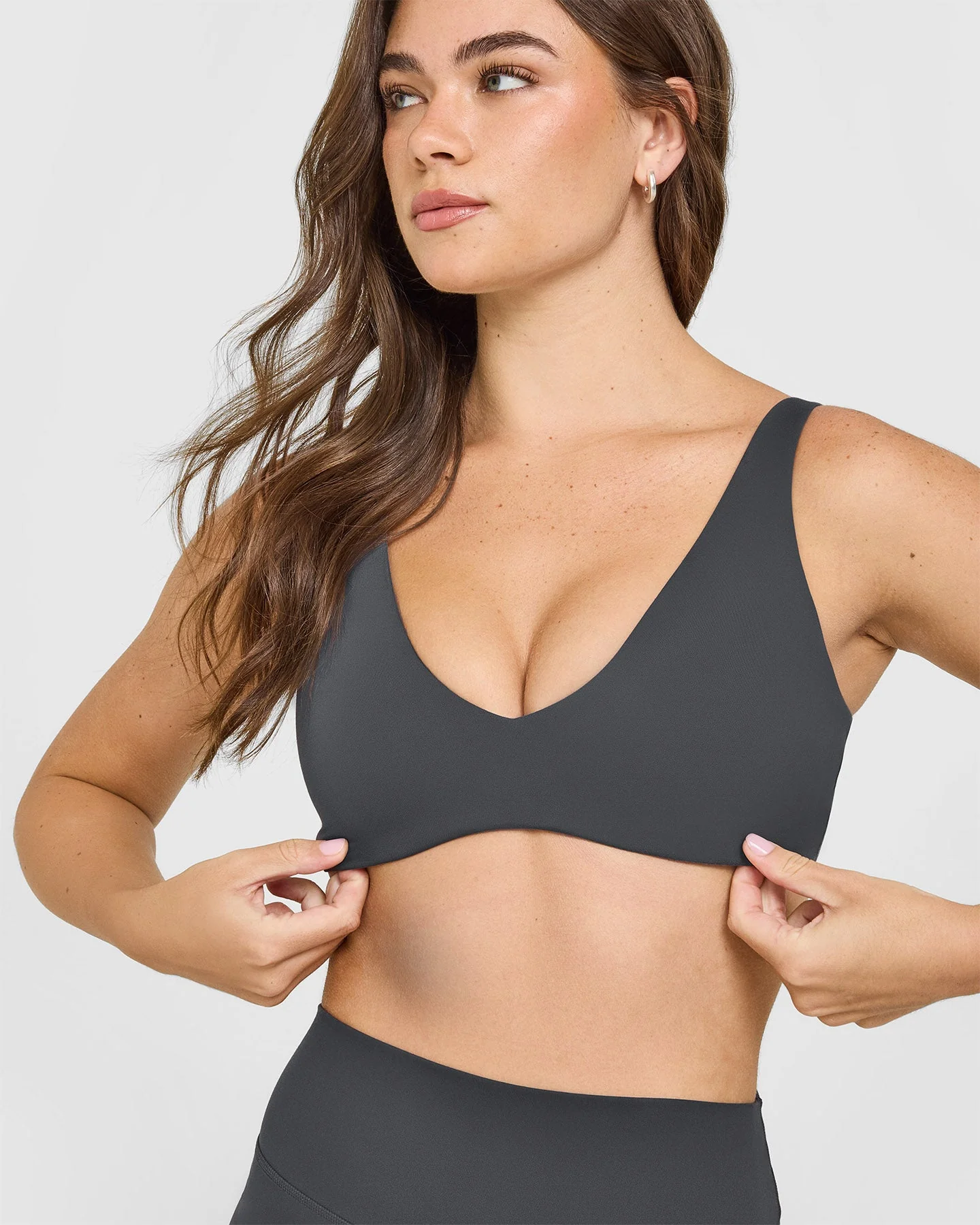SoftMotion™ Scoop Back Bralette with White Logo | Coal - Image 4